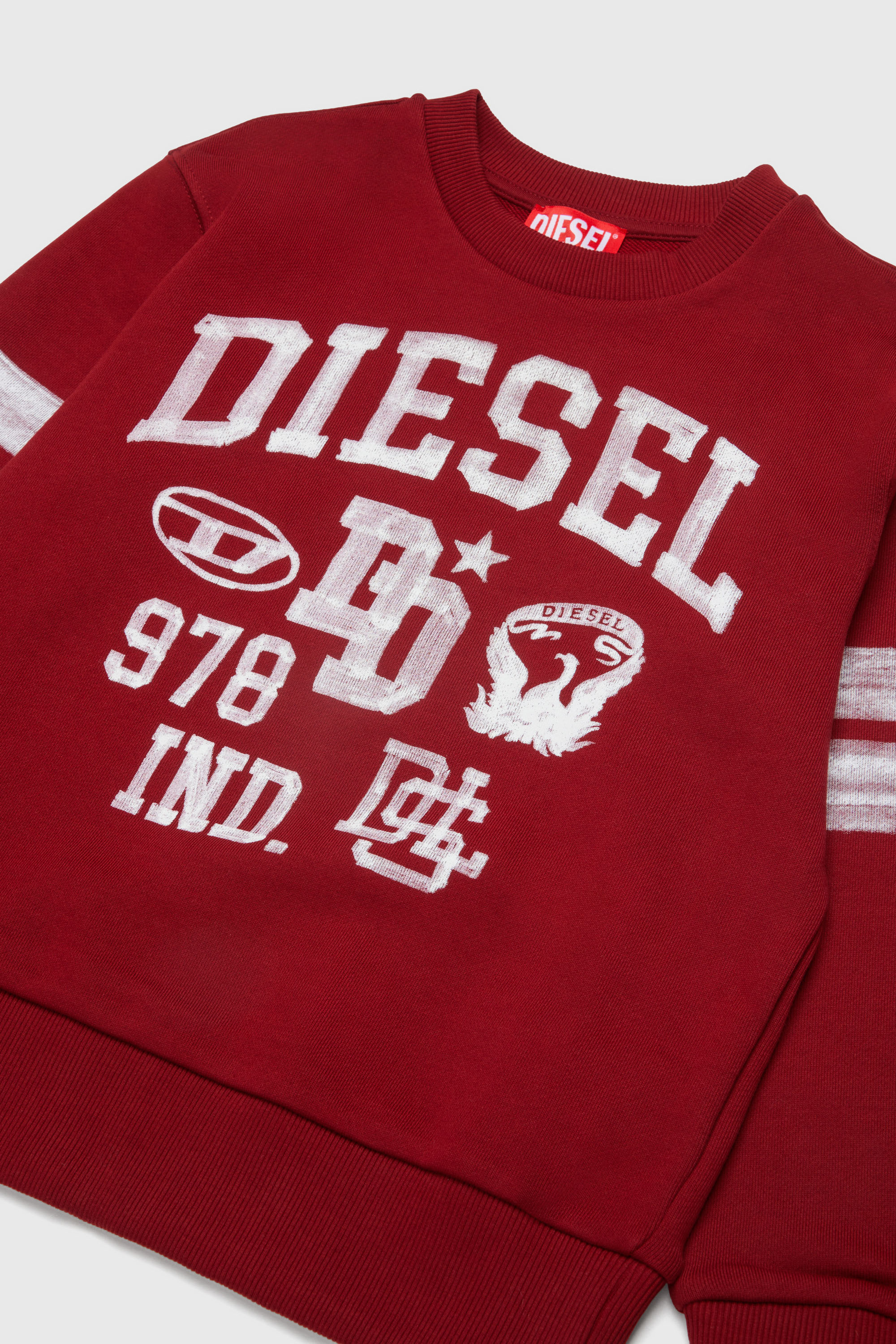 Diesel - SBAND OVER, Man's Sweatshirt with collegiate-style logo prints in Red - 3