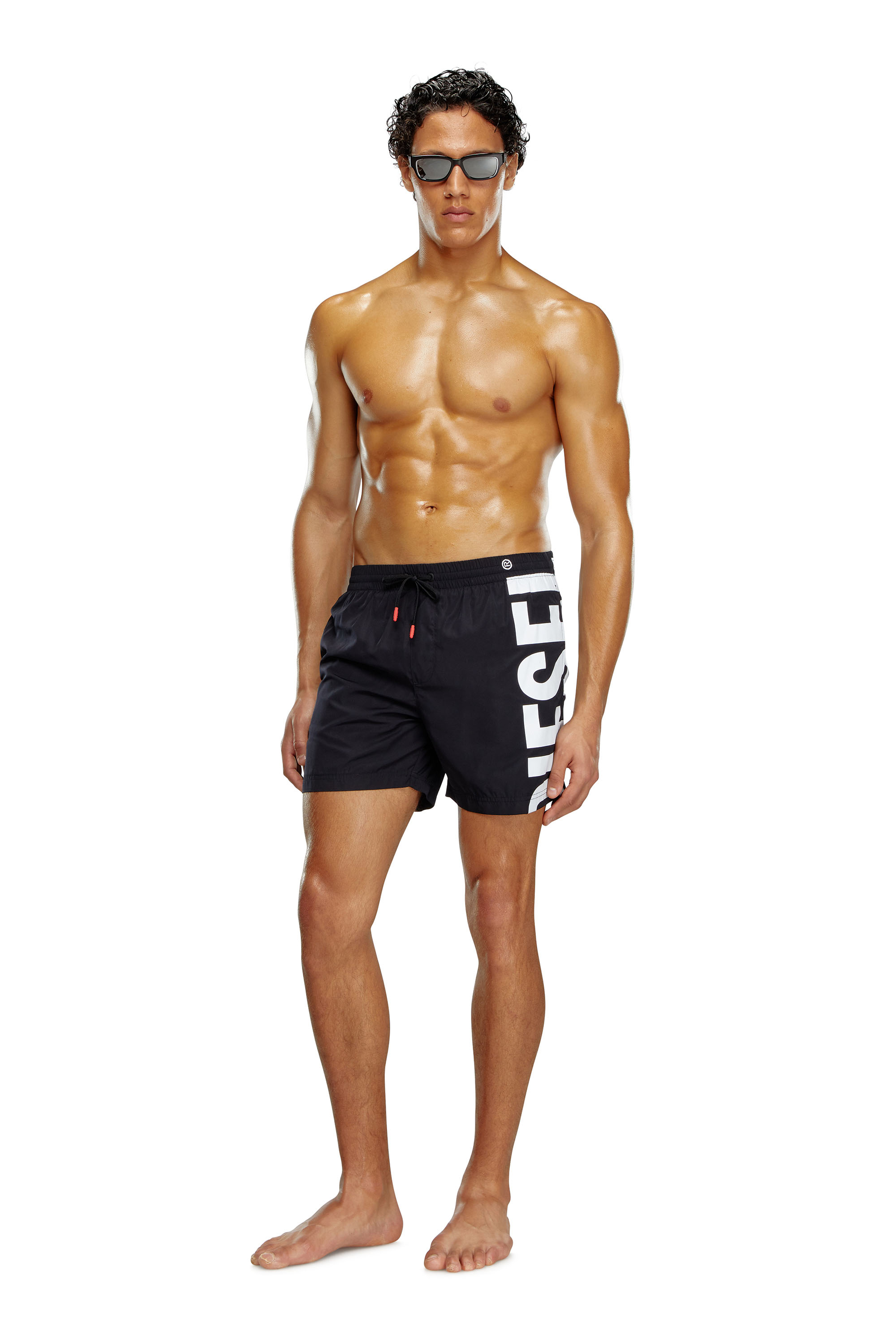 Diesel - BMBX-RIO-41, Man's Board shorts with side logo print in Black - 1