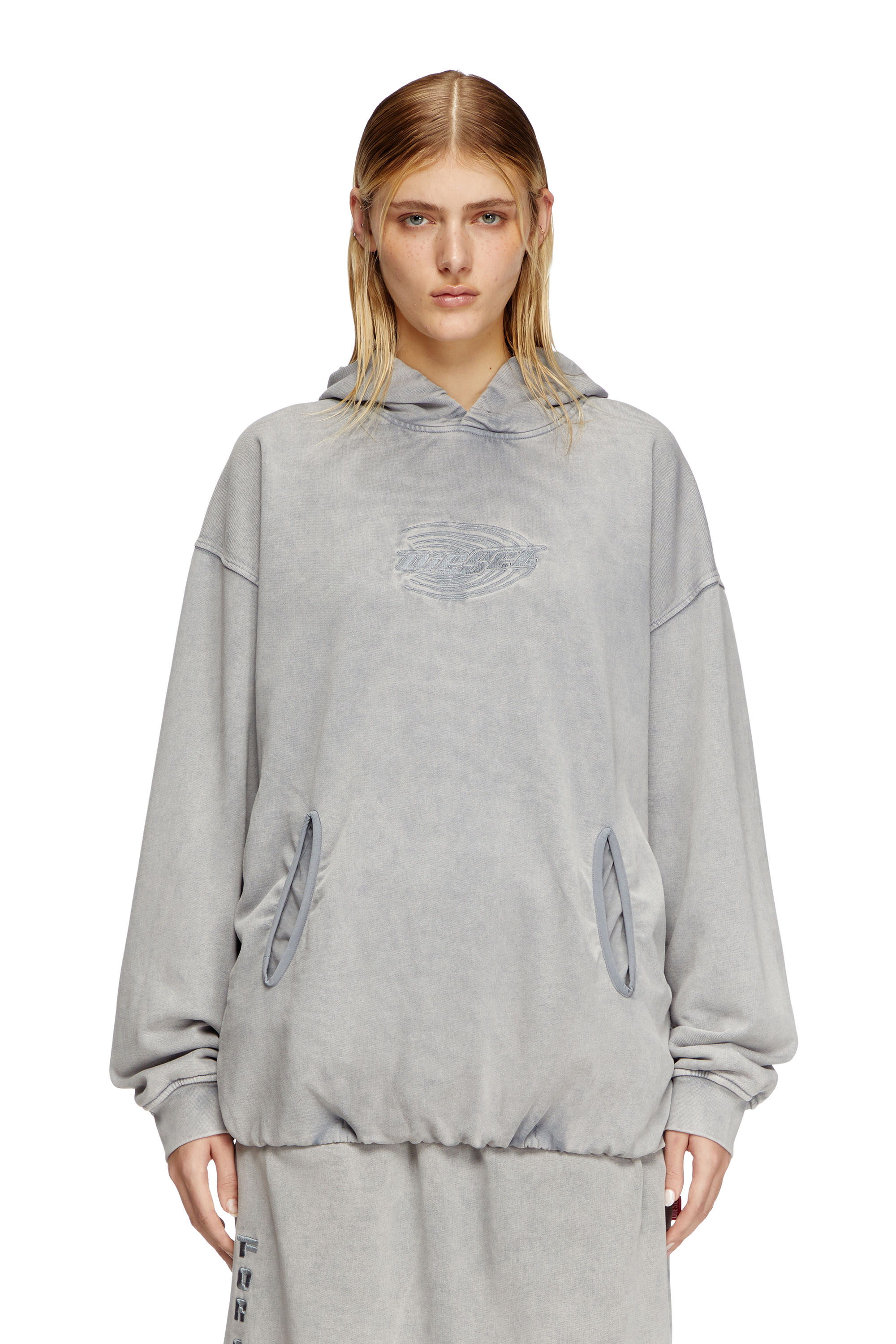 Diesel - S-BOXSTIC-HOOD, Unisex's Gathered acid-wash hoodie in Light Blue - 4