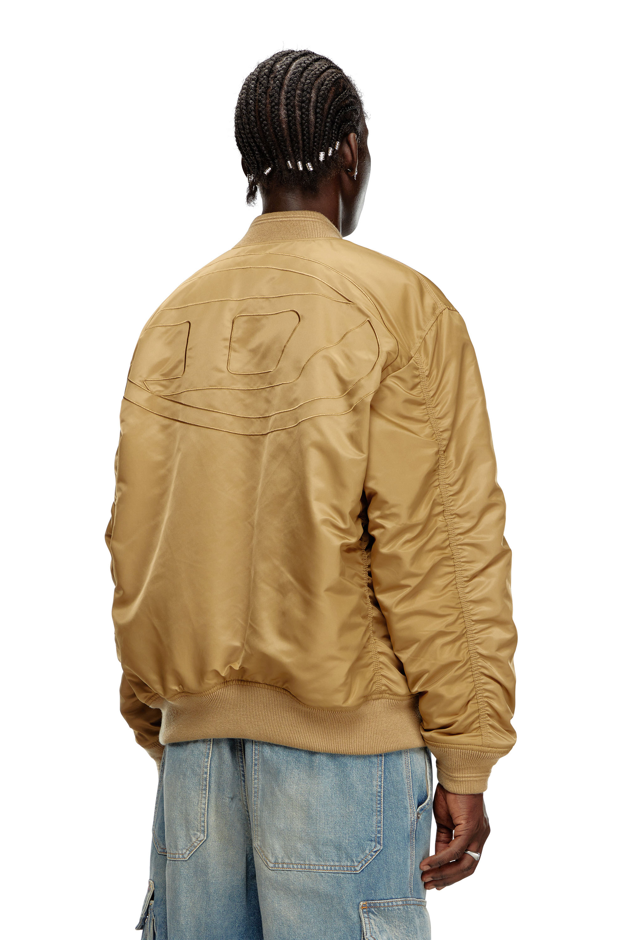 Diesel - J-HELD, Man's Bomber in padded nylon with Oval D in Light Brown - 4