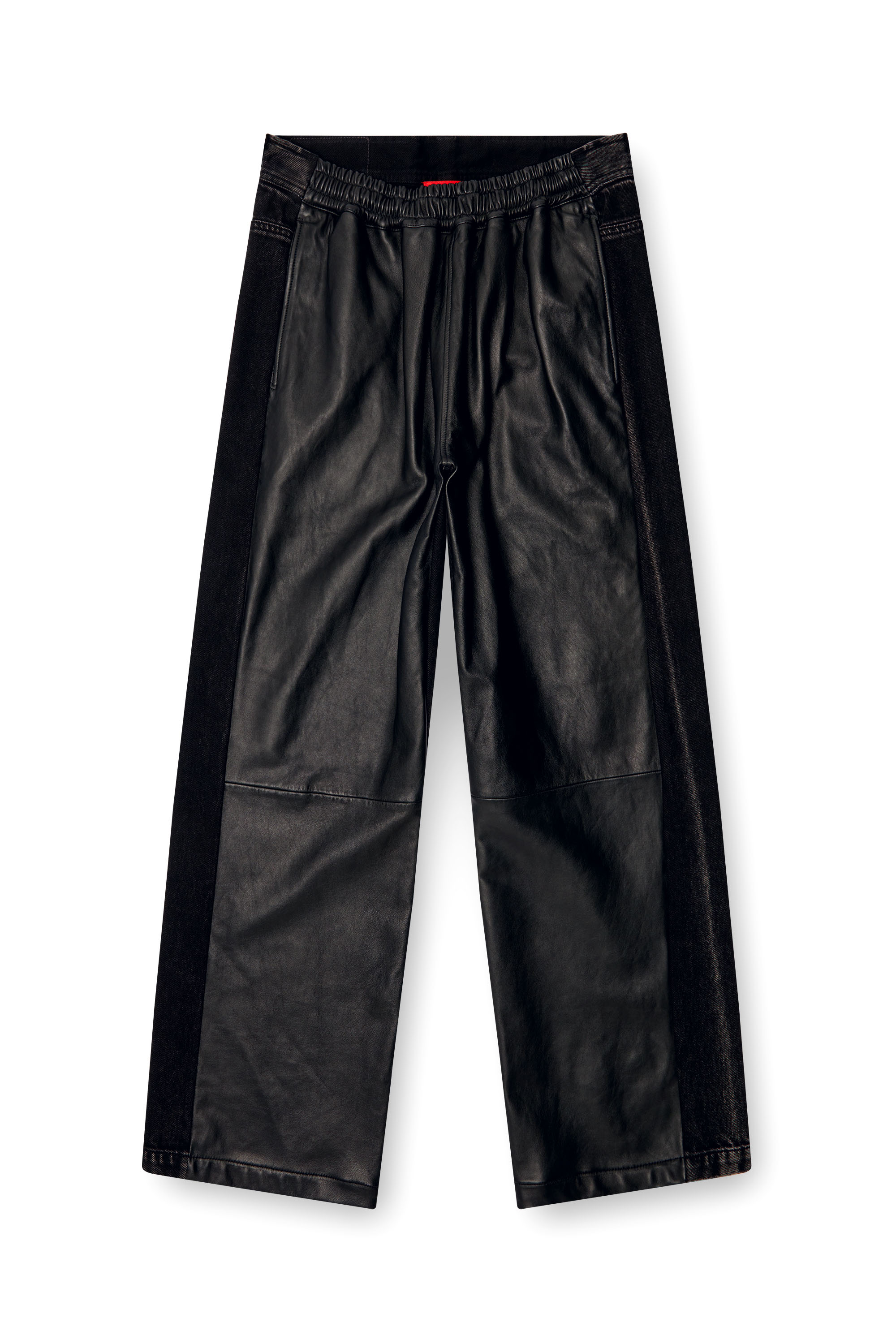 Diesel - P-OCHS, Man's Hybrid denim and leather pants in Black - 2