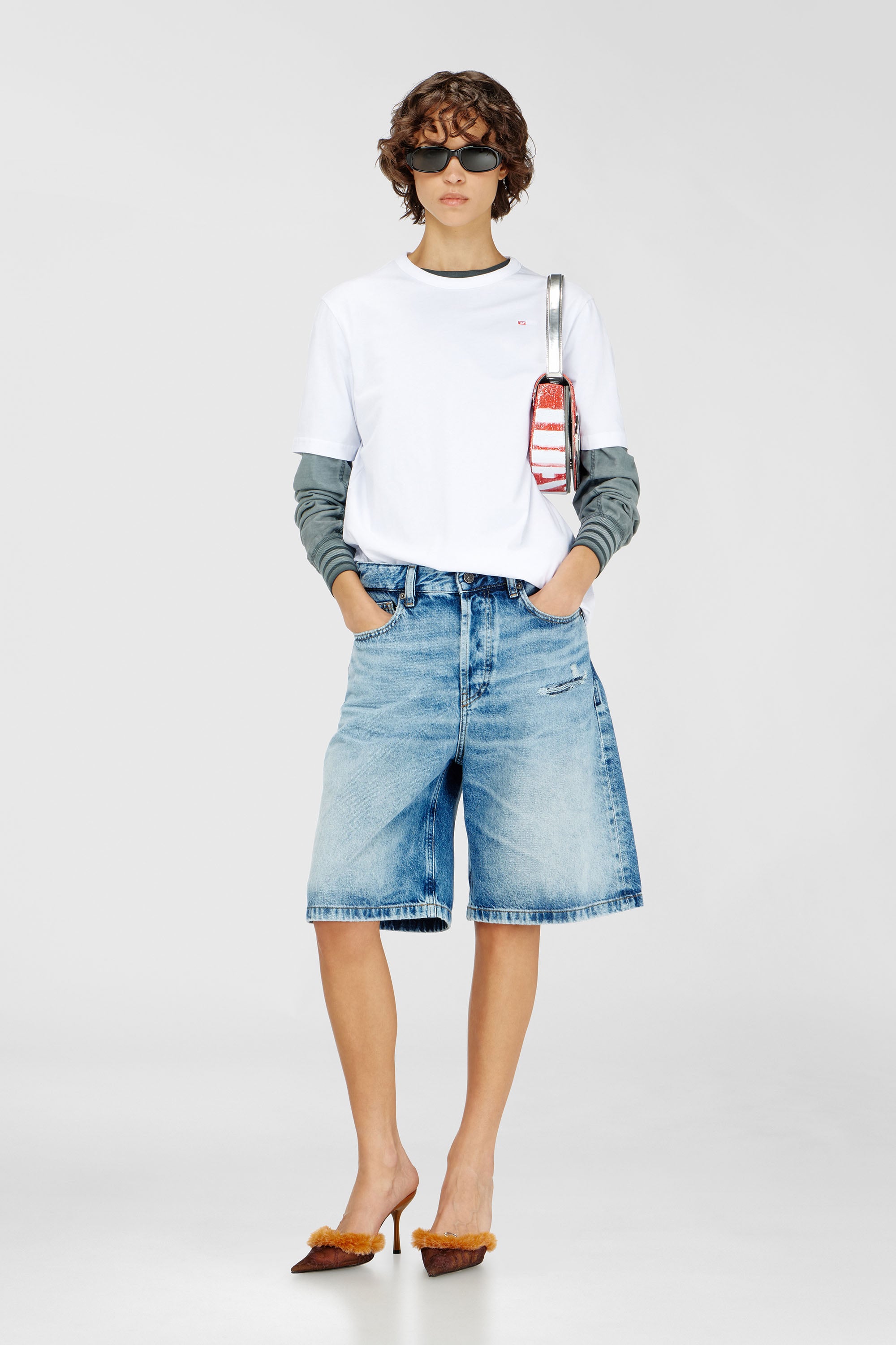 Diesel - T-ADJUST-MICRODIV, Unisex's T-shirt with micro-embroidered logo in White - 6