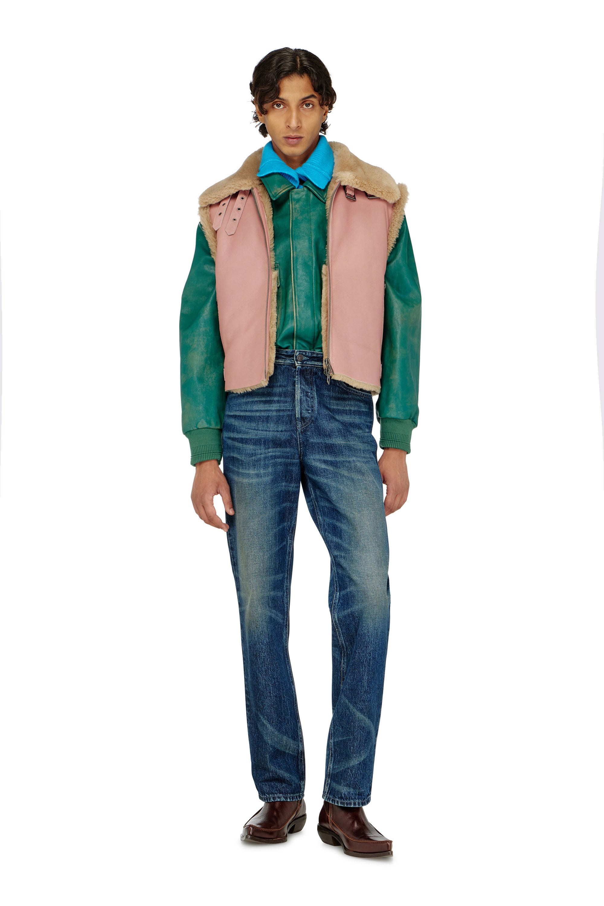 Diesel - L-HONT, Man's Shearling leather vest in Pink - 2