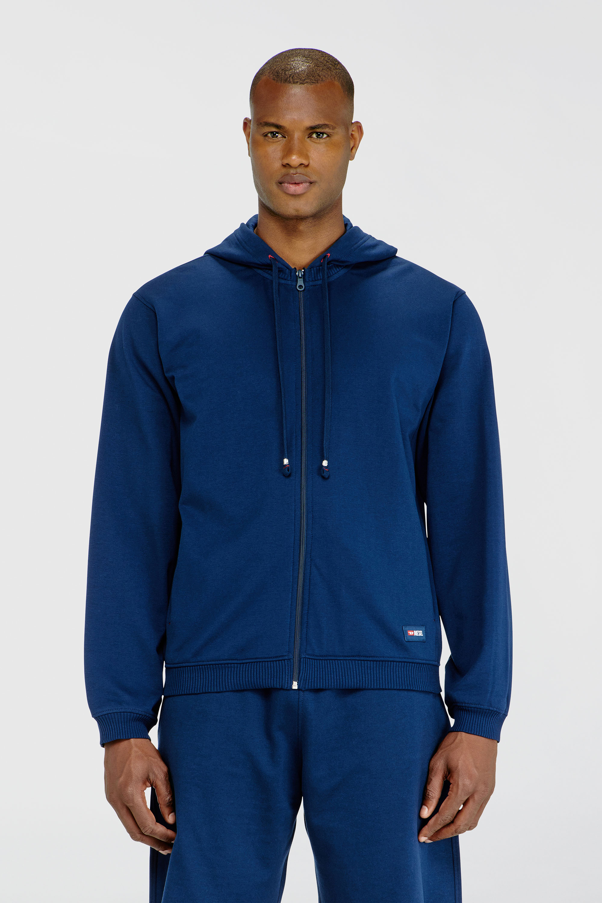 Diesel - JOY-D-CORE, Man's Hoodie in peached cotton blend in Blue - 3
