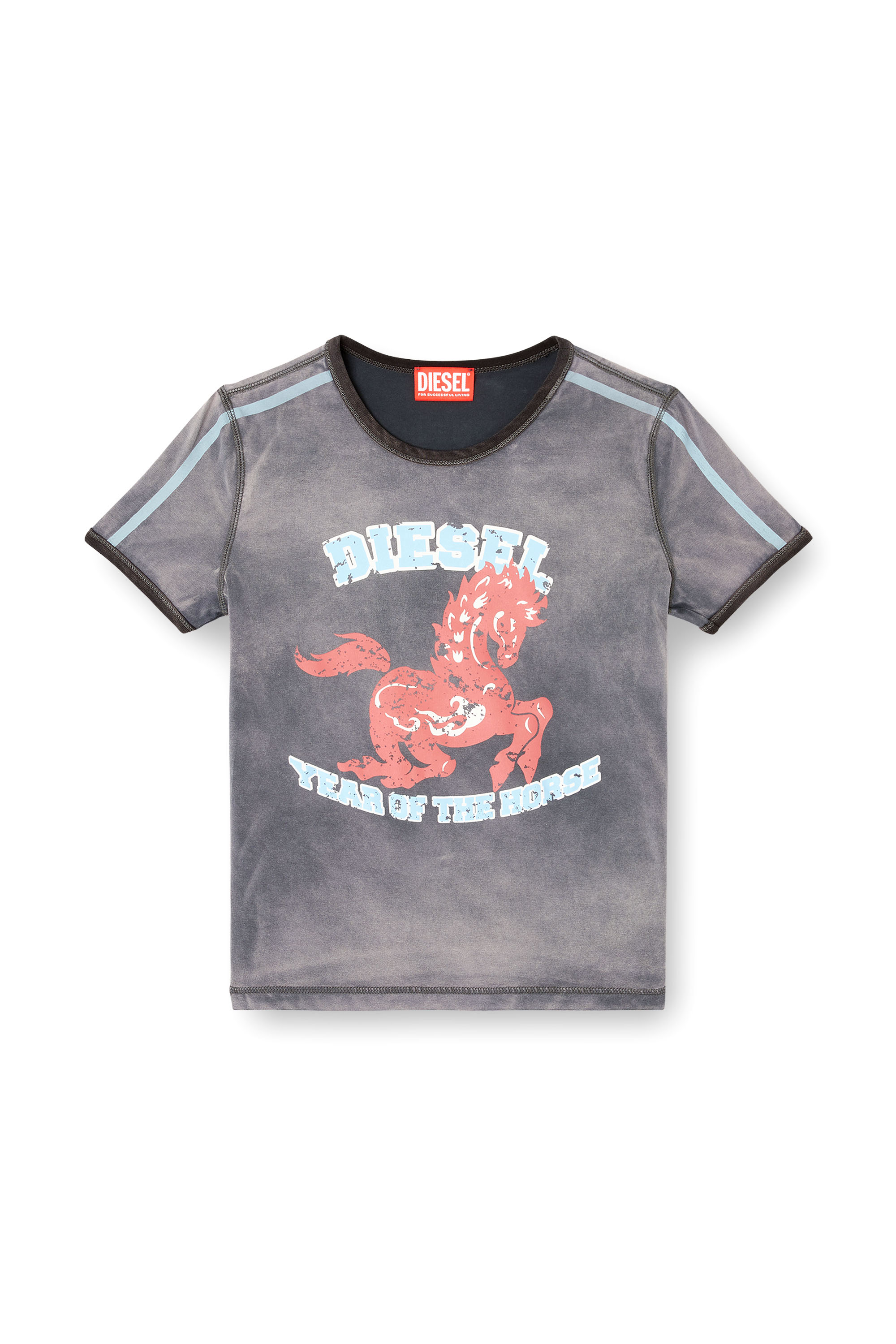 Diesel - CL-T-UNCUTIE-HORSE, Woman's Cotton stretch T-shirt with horse graphic print in Black - 3