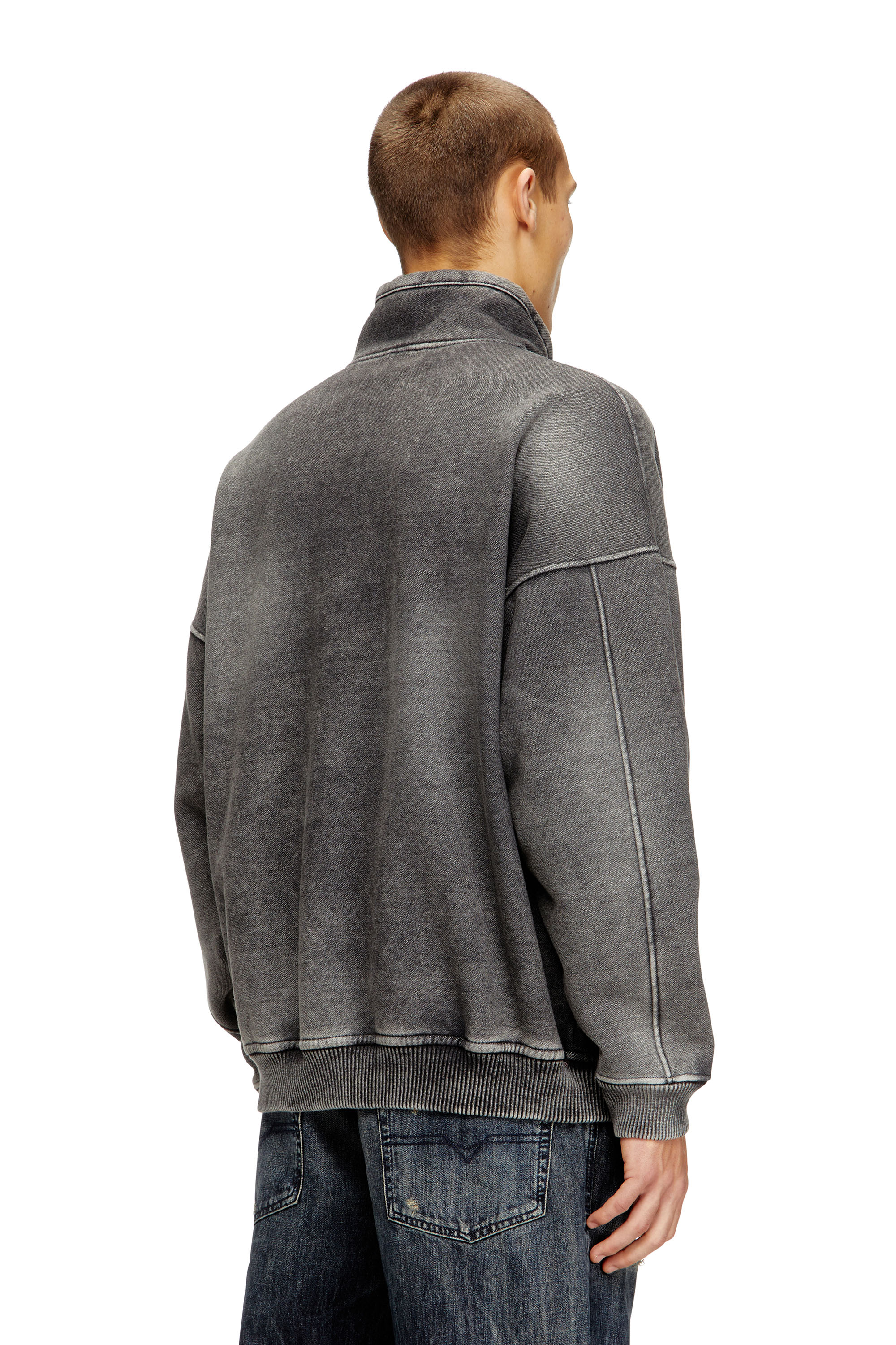 Diesel - S-BATEL-V1, Man's Teddy-lined zip jacket with denim effect in Grey - 4