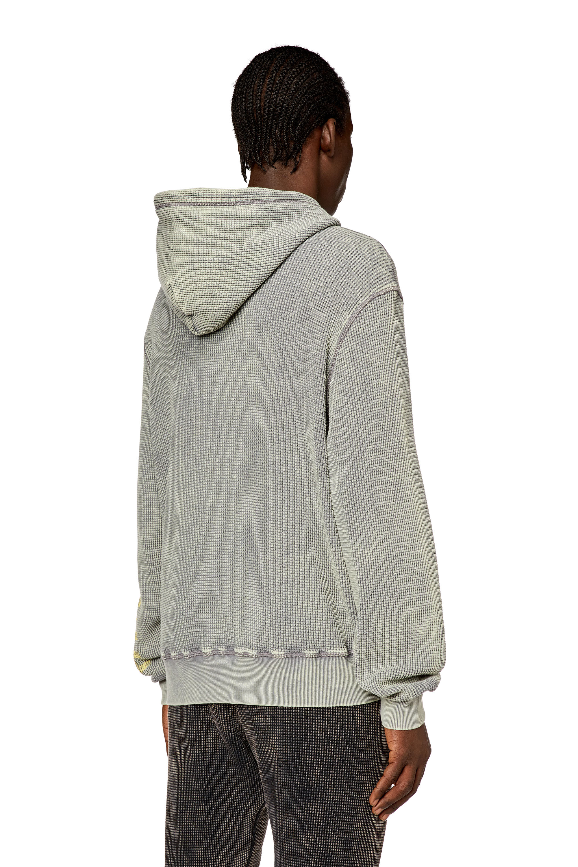 Diesel - S-GINAFY-HOOD, Man's Hoodie in macro-waffle jersey in Grey - 4