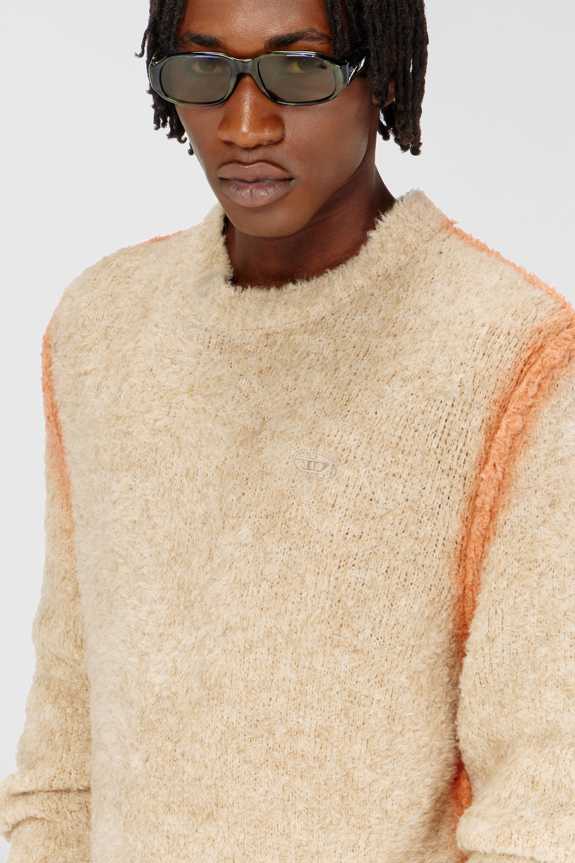 Diesel - K-RIMI, Man's Alpaca-blend jumper with spray-dyed seams in Light Brown - 5