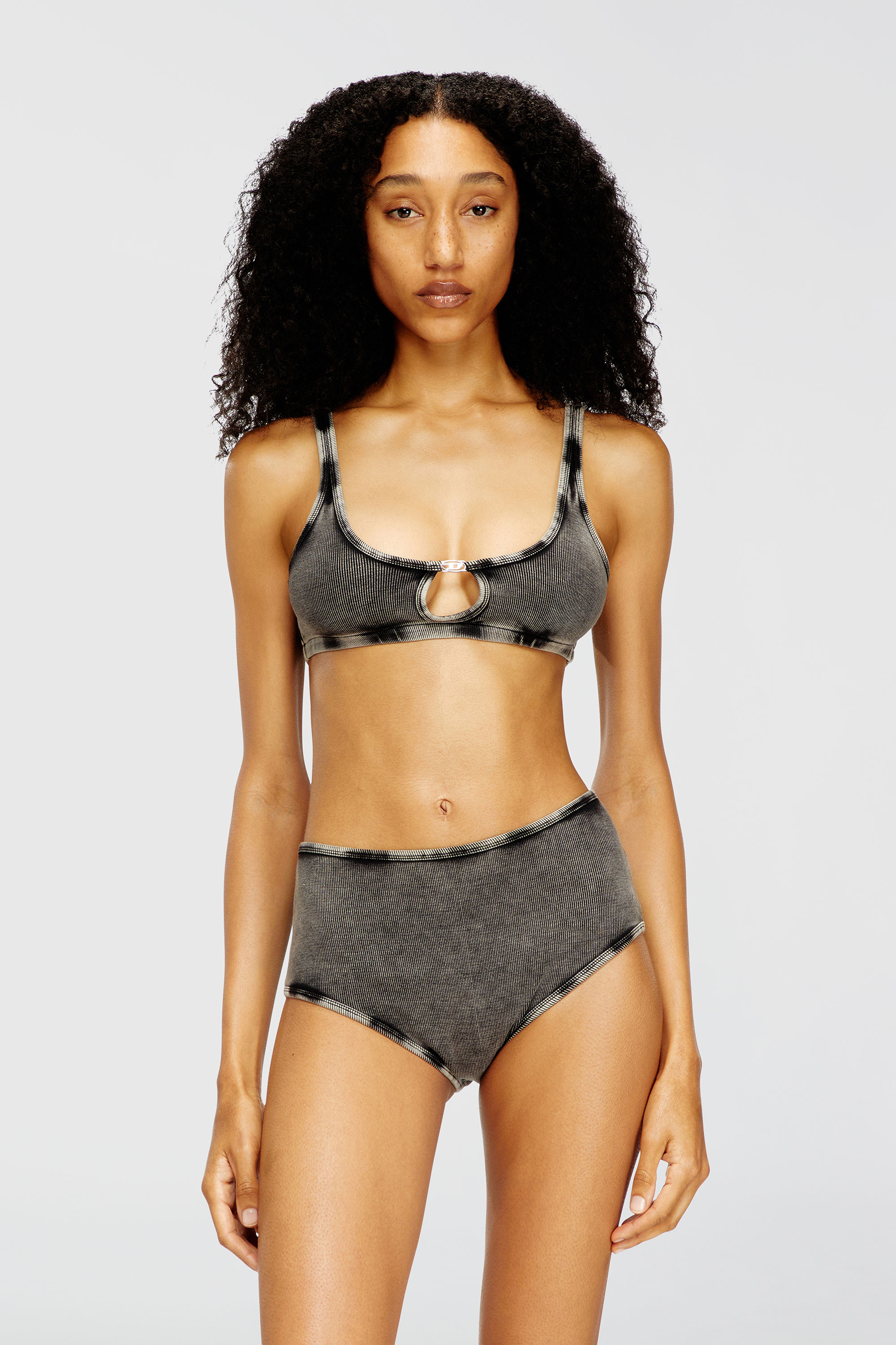 Diesel - FLORENCE-DNM, Woman's Bralette cotton rib with jewel Oval D in Grey - 3