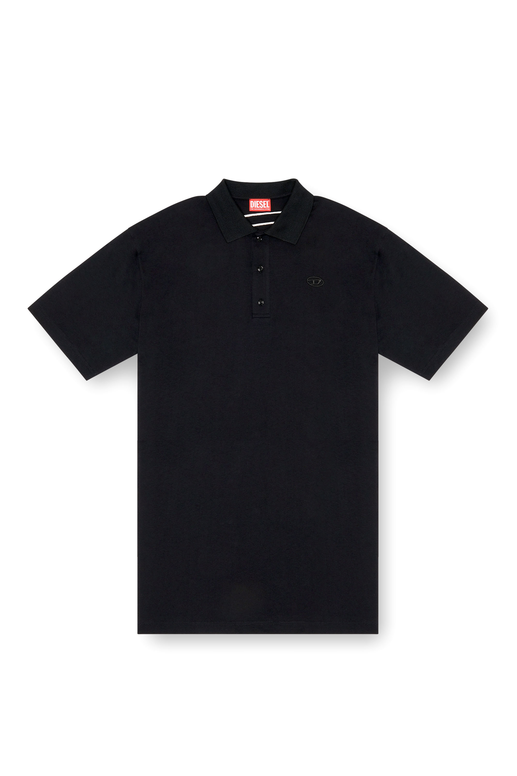 Diesel - T-VORT-MEGOVAL-D, Man's Polo shirt with maxi oval D embroidery in Black - 4