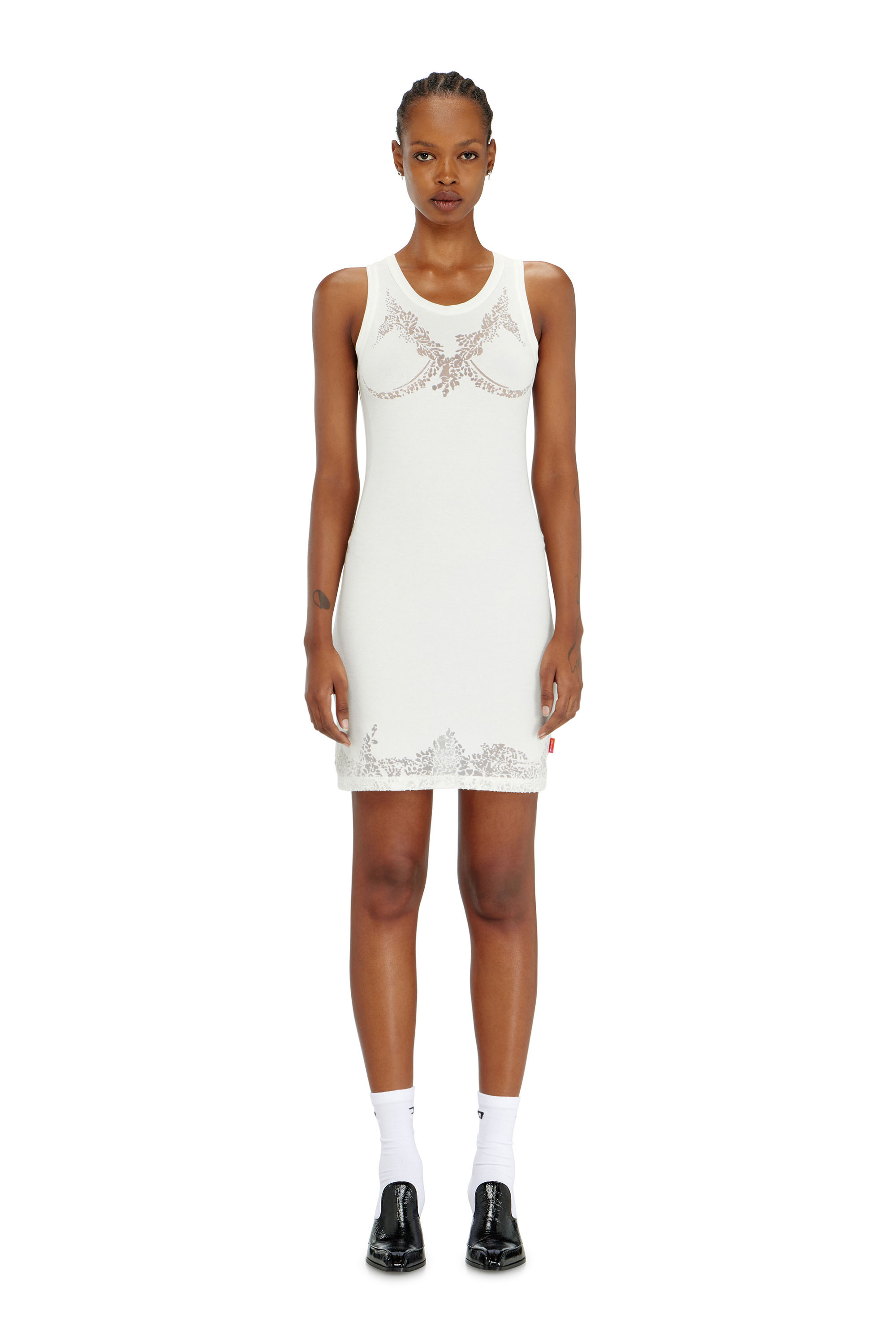 Diesel - PR-D-ANKI-LACE-R, Woman's Mini tank dress with devor&eacute; lace effect in White - 2