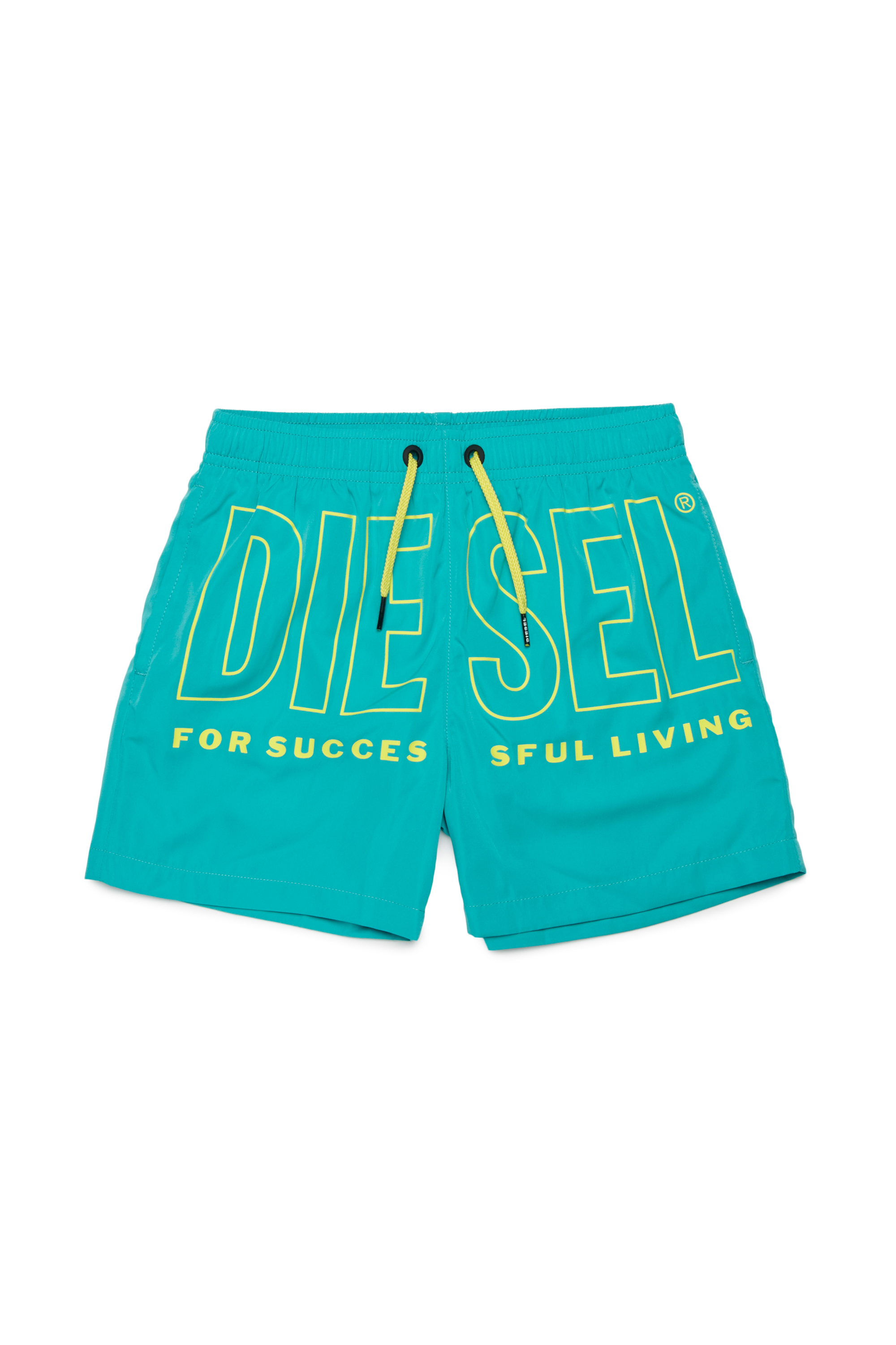 Diesel - MIDIT, Man's Swim shorts with maxi logo in Green - 1