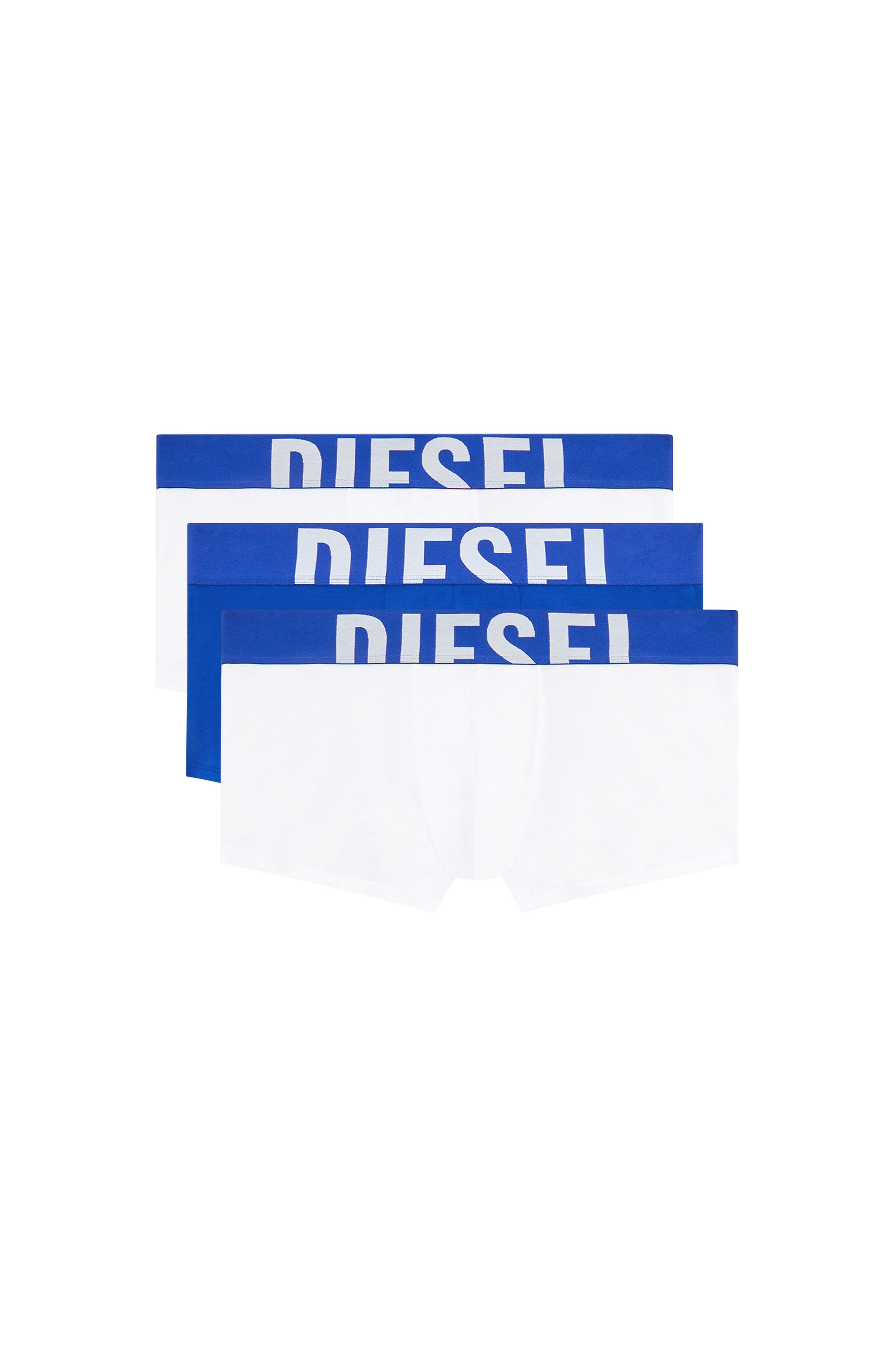 Diesel - UMBX-DAMIENTHREEPACK-5.5EL, Man's 3-pack of boxer briefs with cut-off logo in White/Blue - 1