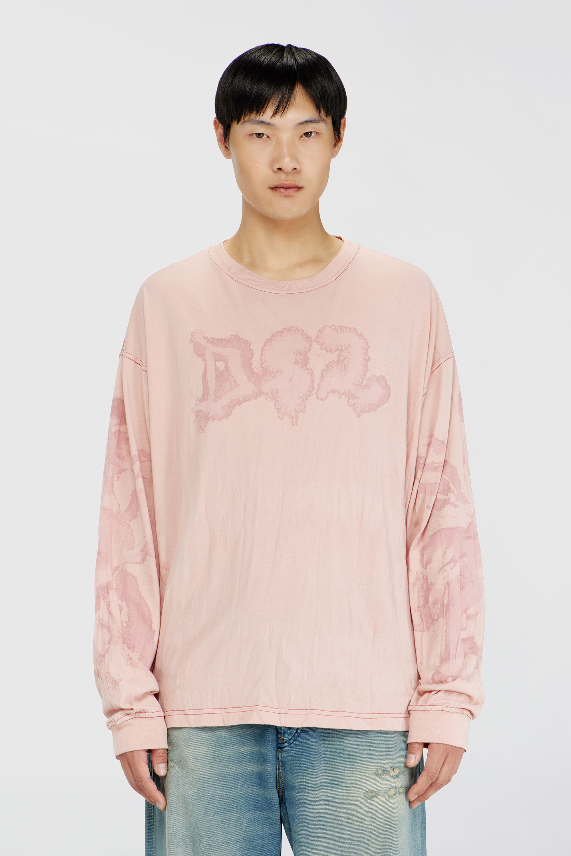 Diesel - T-BOXT-LS-AA4, Man's Relaxed long sleeve tee with blotched print in Pink - 3