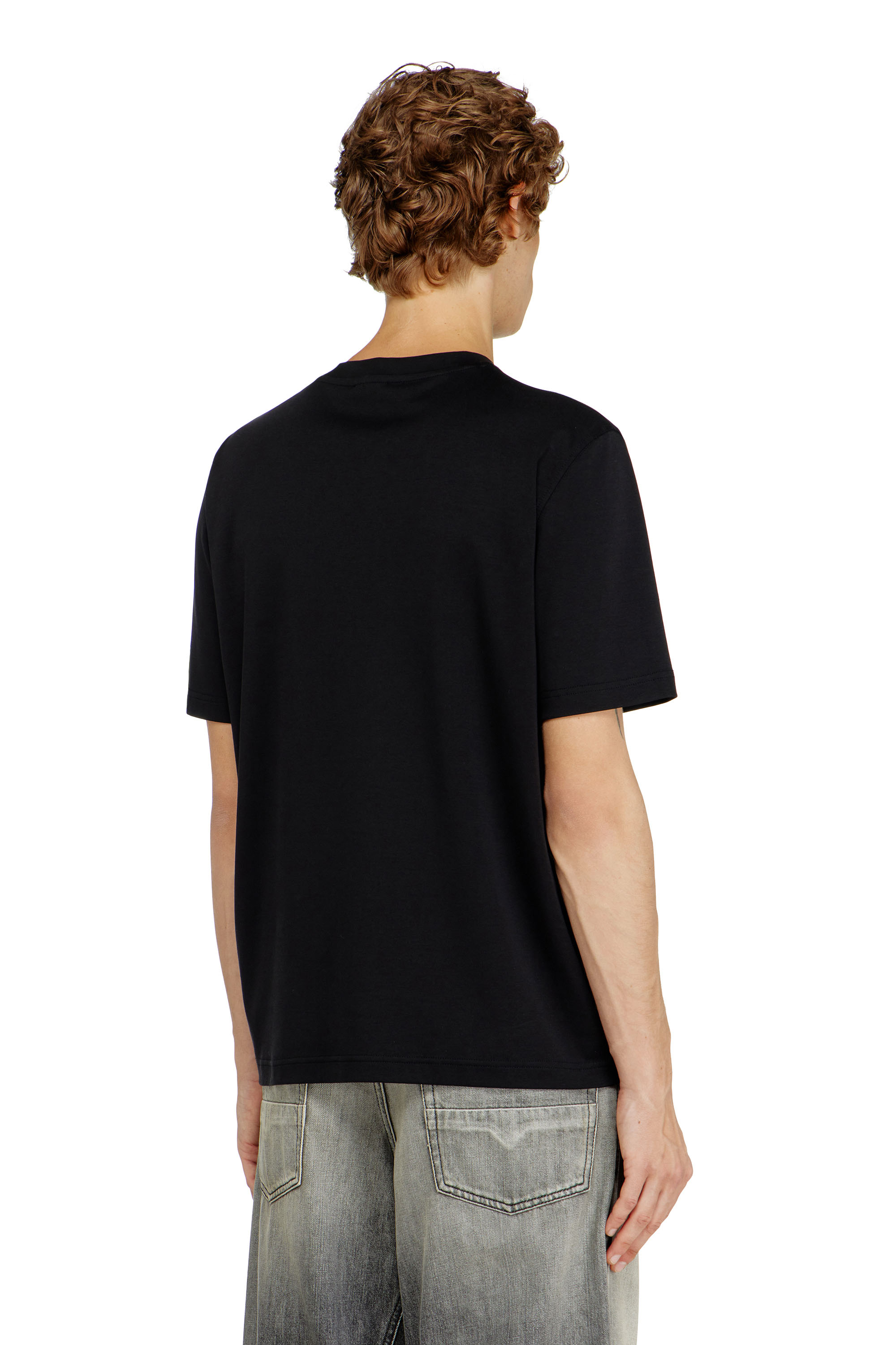 Diesel - T-ADJUST-MET, Man's Cotton T-shirt with small logo on chest in Black - 4