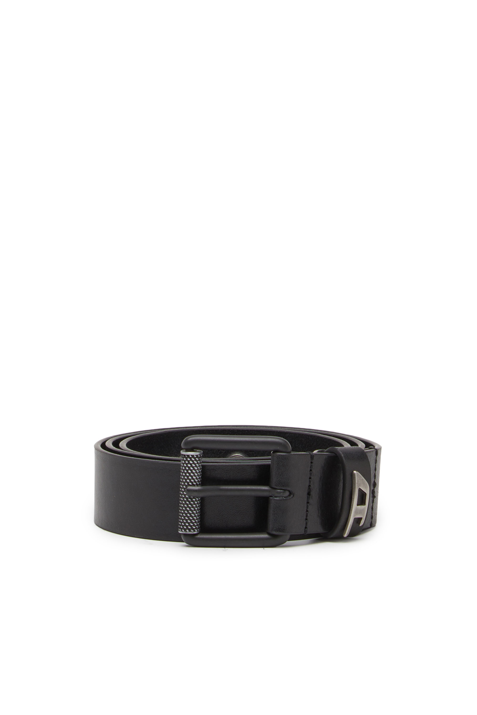 Diesel - B-DAVE II, Man's 3.5cm shiny leather belt with logo loop in Black - 1