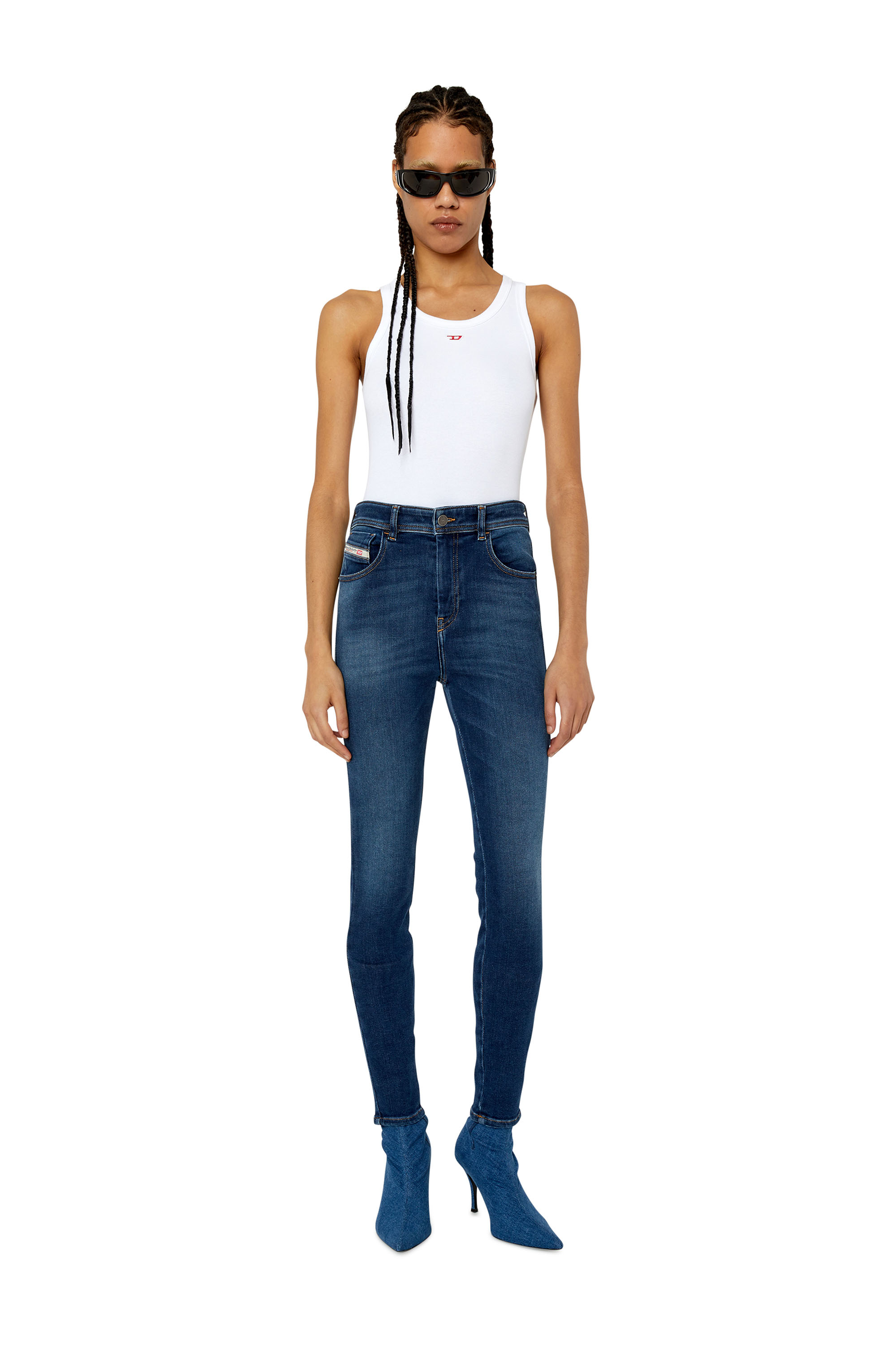 Diesel - 1984 Slandy high 09E97 Super skinny Jeans, Dark Blue - Image 4