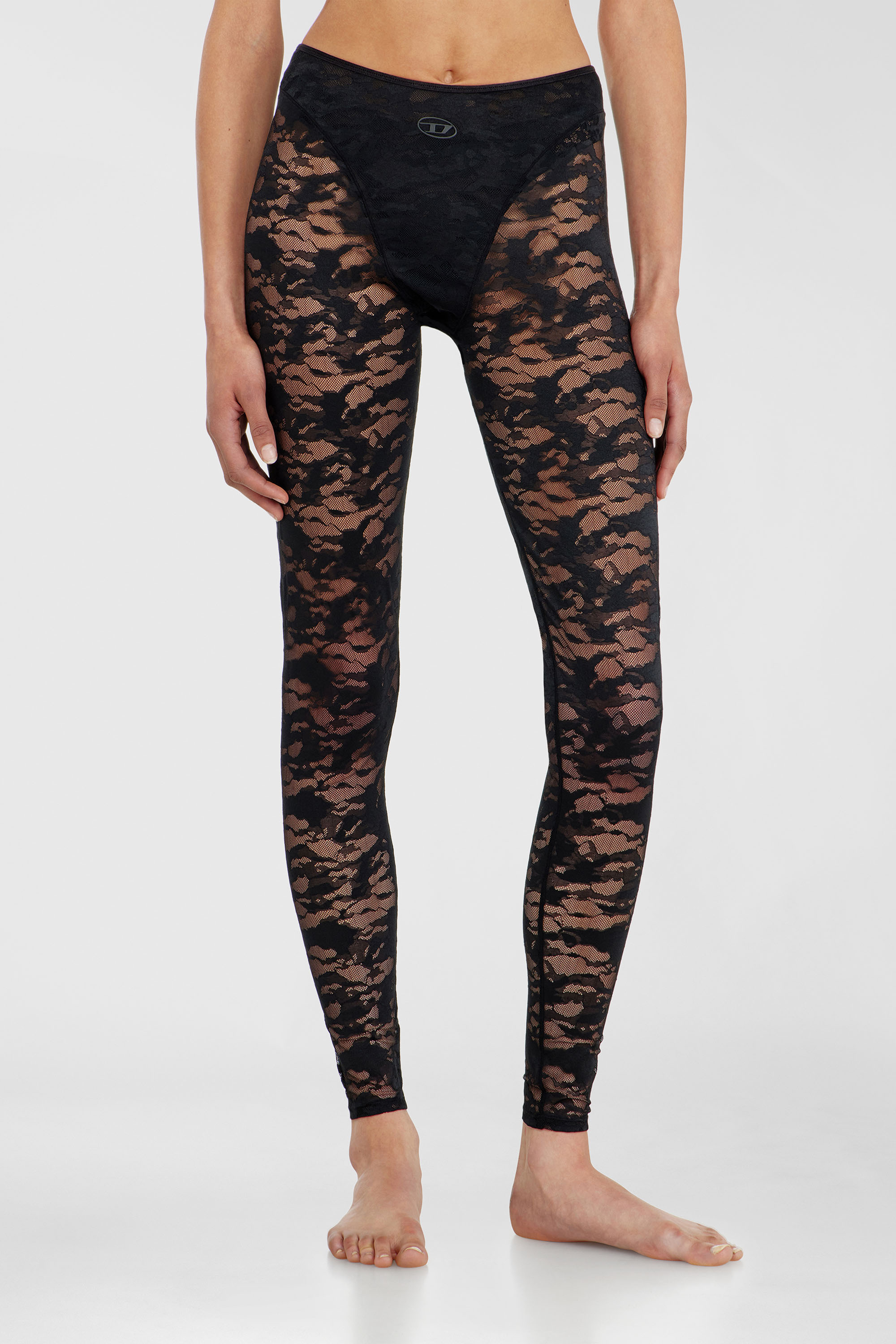 Diesel - HAYLEY-UTLT, Woman's Leggings in nylon camouflage lace in Black - 3