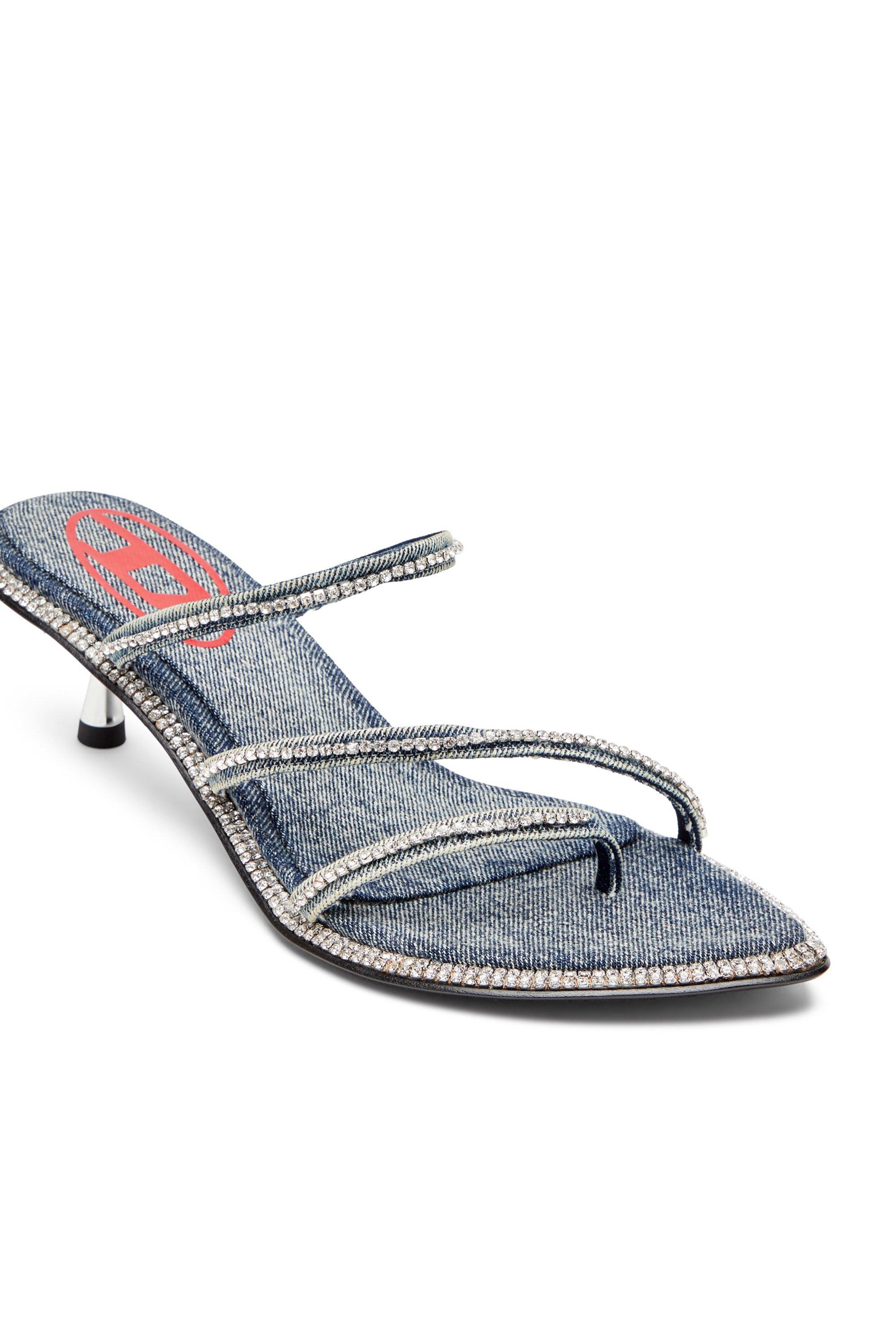 Diesel - D-HAVANNA KITTIE, Woman's D-Havanna-Kitten-heel mules in crystal denim in Blue - 5