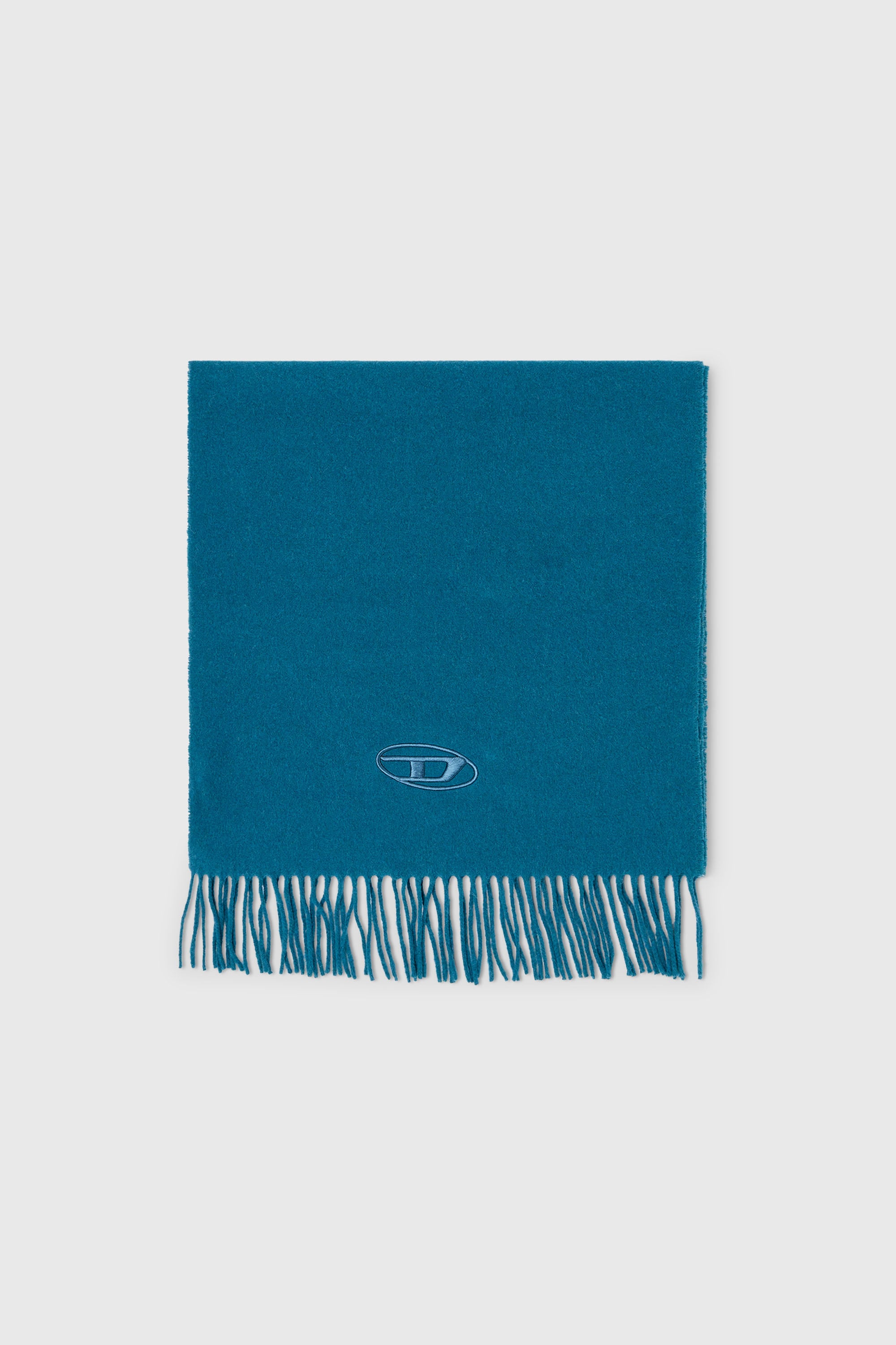 Diesel - S-IMON-D-LONG, Unisex's Wool-blend scarf with fringed edges in Blue - 1