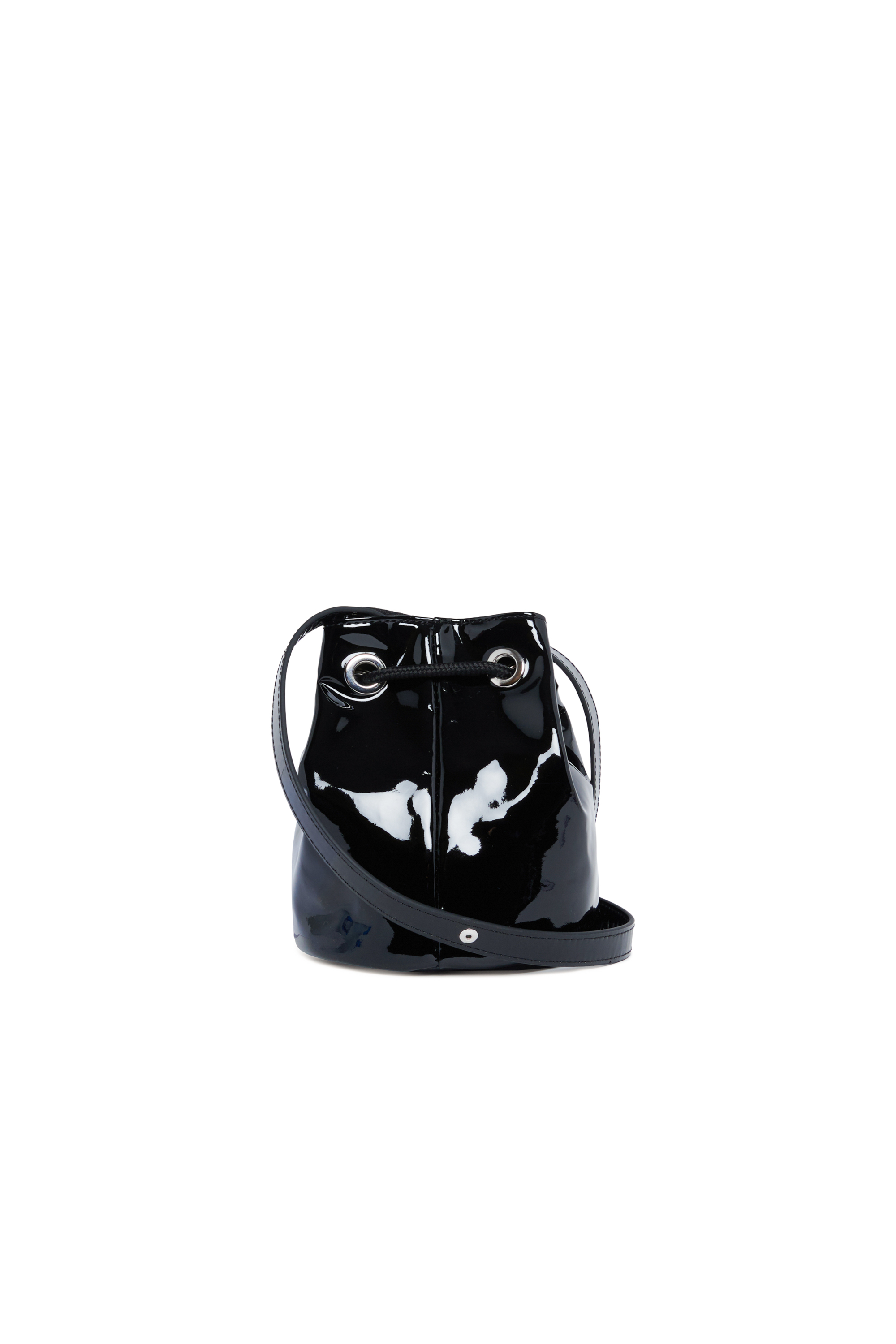 Diesel - WELLTYX, Woman's Shiny bucket bag in coated PU in Black - 2