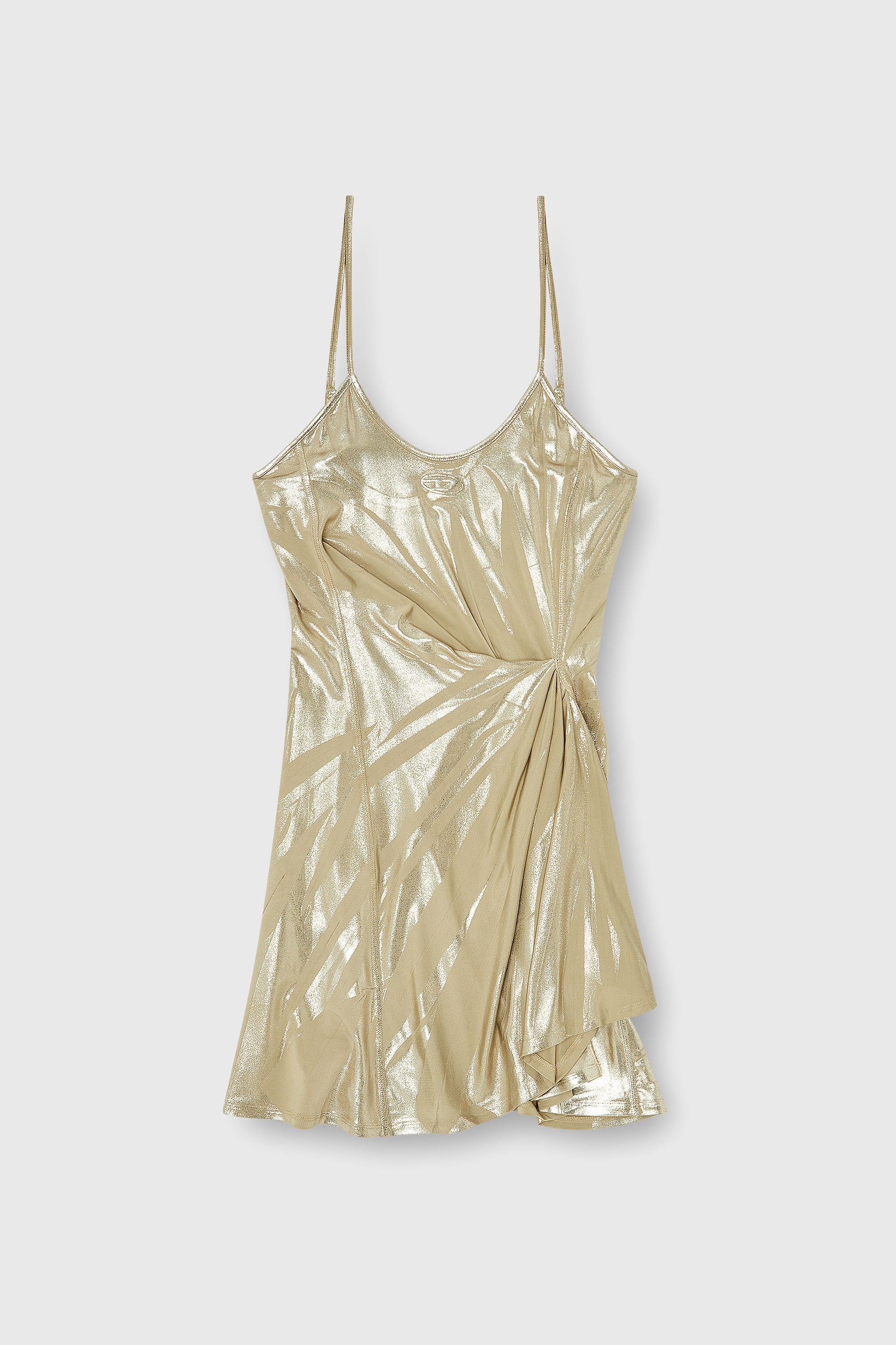 Diesel - D-INVY, Woman's Stretch jersey mini dress with metallic finish in Gold - 1
