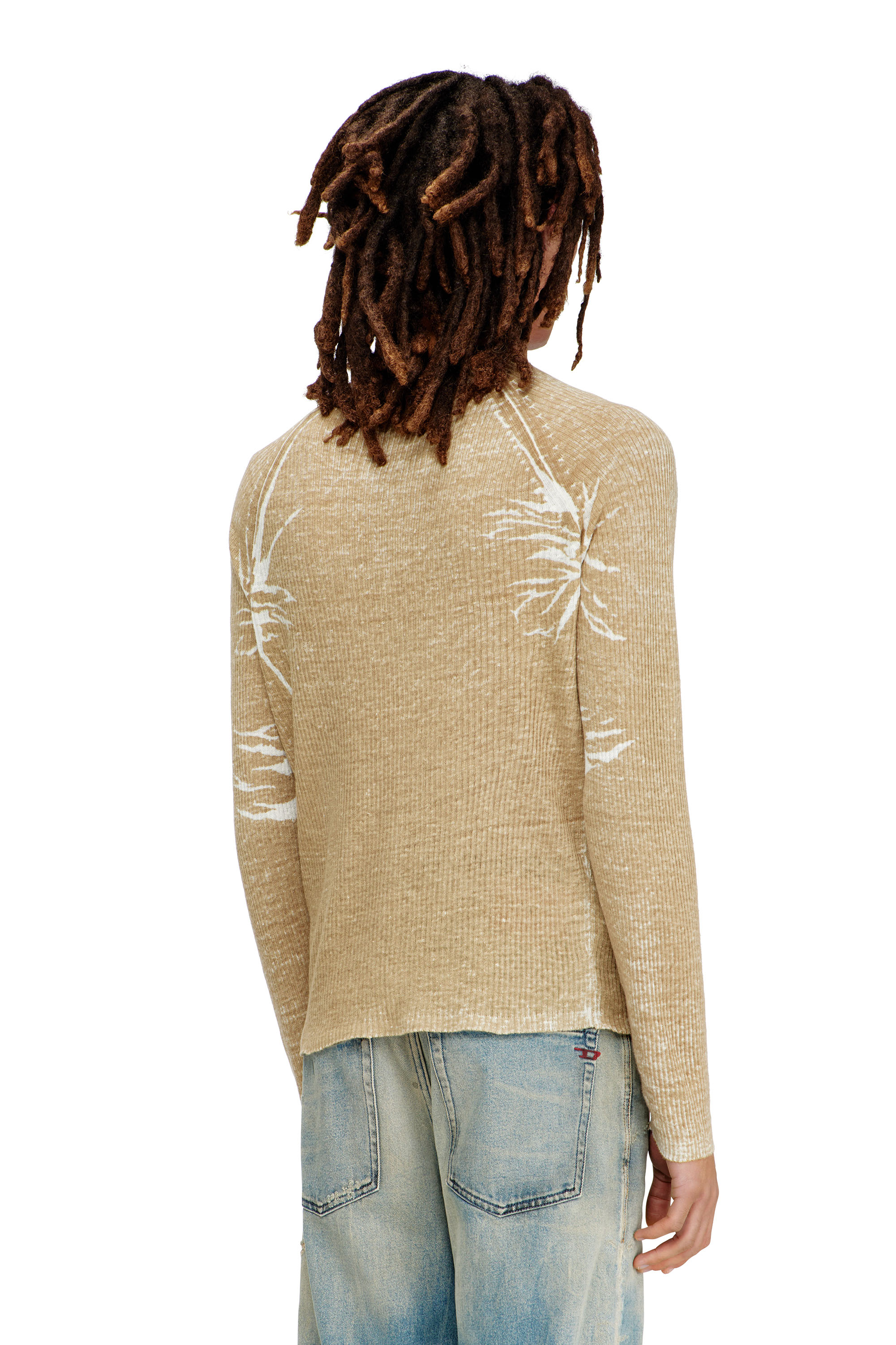 Diesel - K-ZENON, Man's Henley jumper with faded reverse print in Light Brown - 4