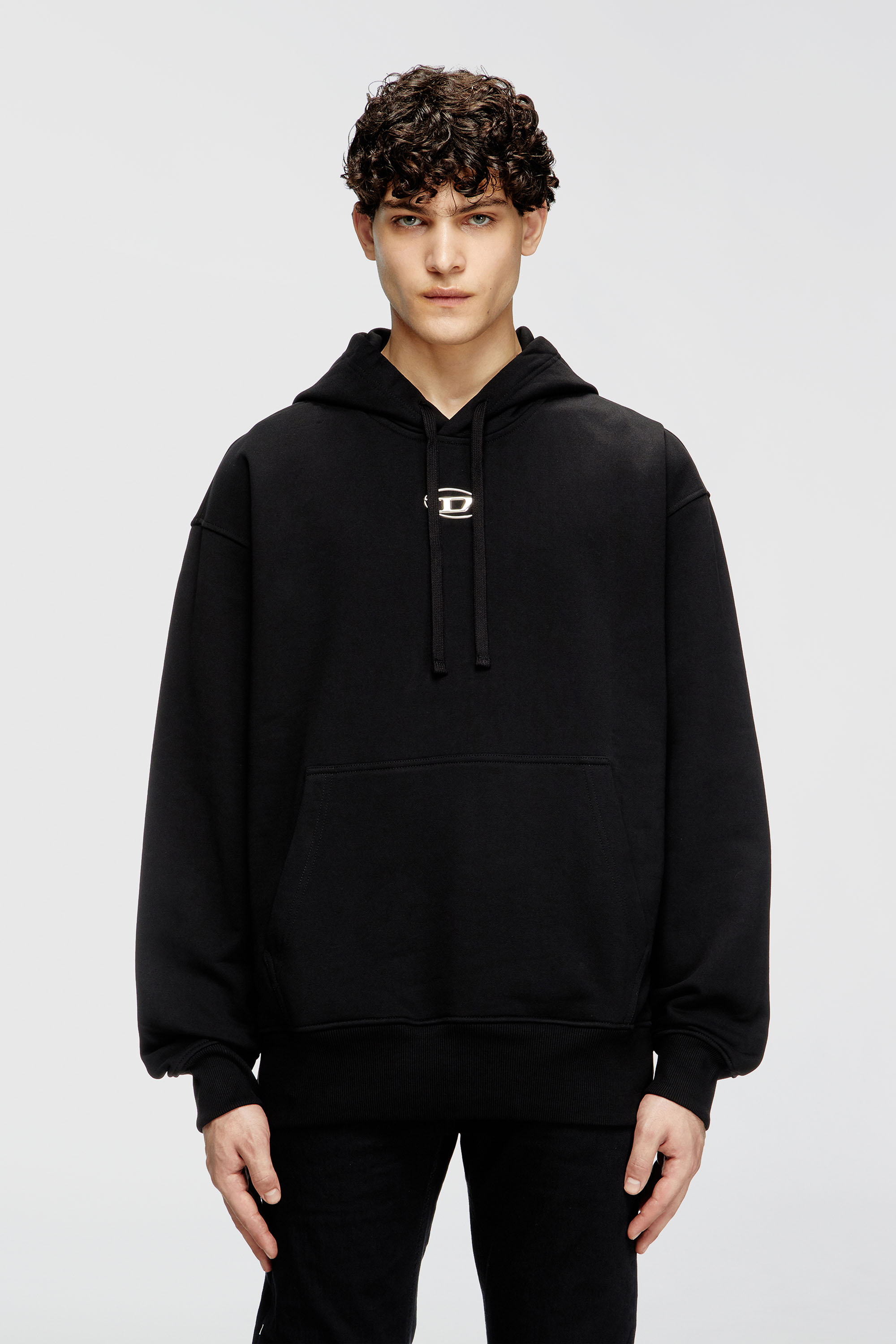 Diesel - S-MACS-HOOD-OD, Man's Oversized hoodie with metallic logo in Black - 3
