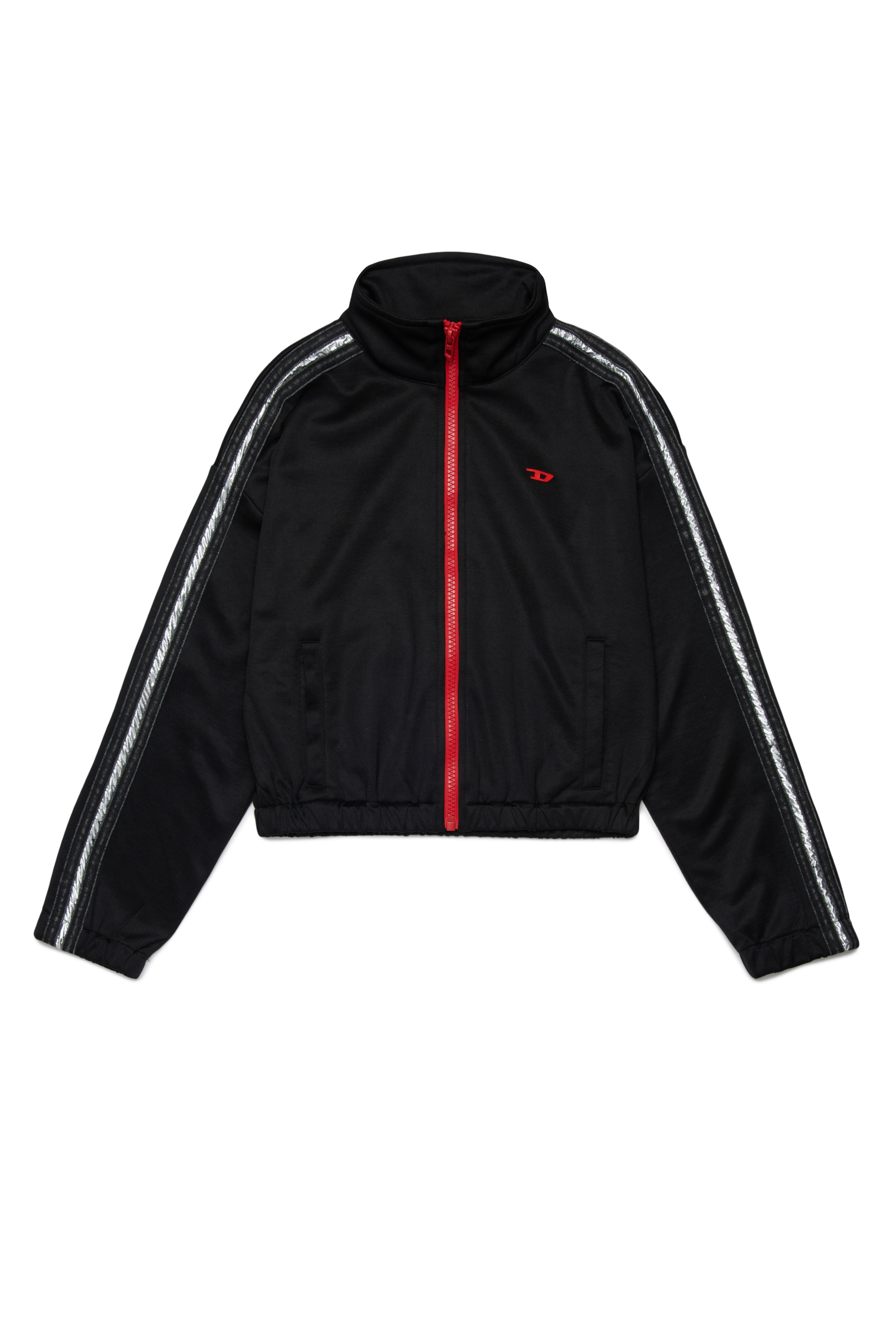 Diesel - STREET, Woman's Cropped sweatshirt with contrast zip in Black - 1