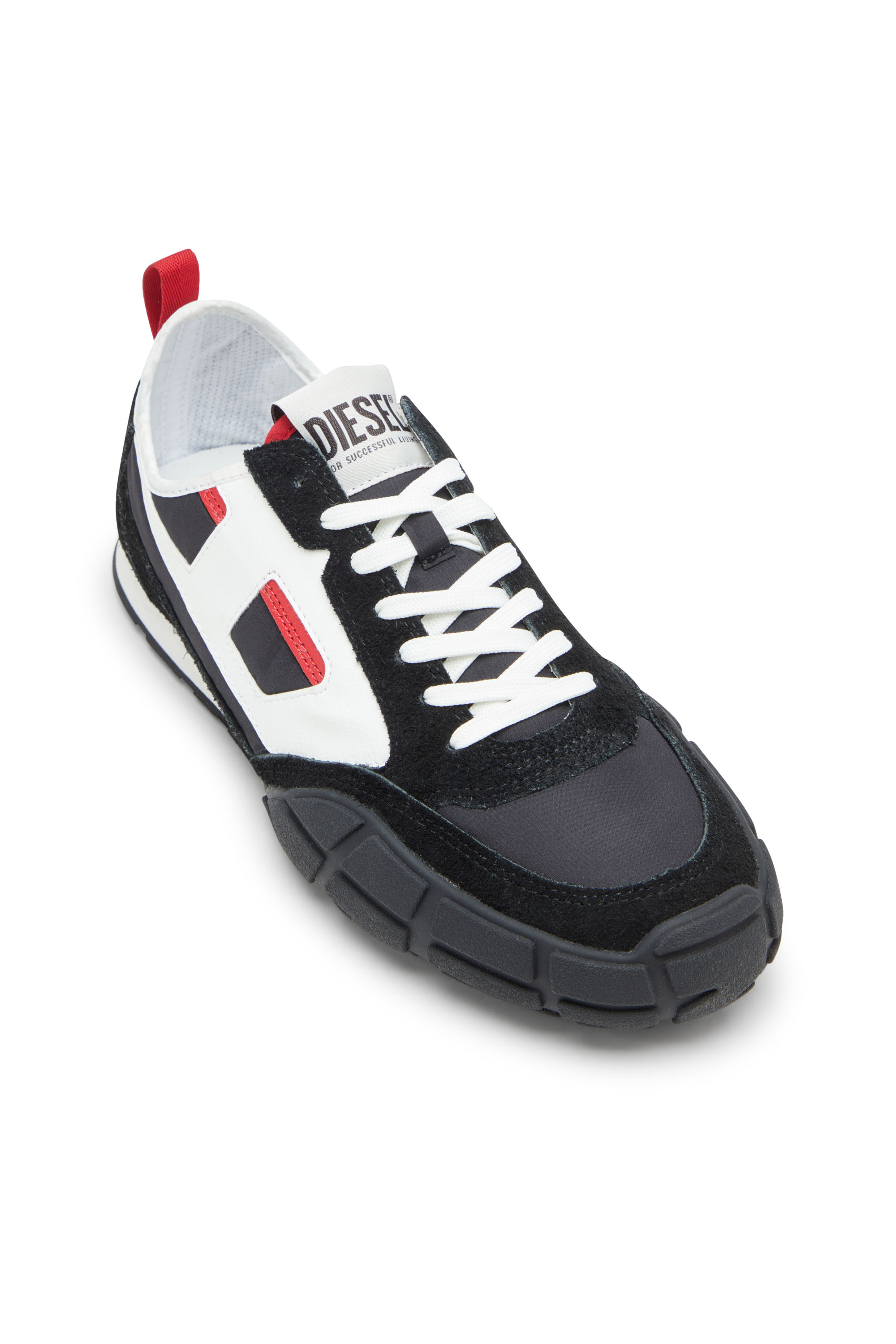 S-PAGODHA LOW, Black/Red Diesel - S-PAGODHA LOW, Man's S-Pagodha-Sneakers in leather, suede and ripstop in Black/Red - 6