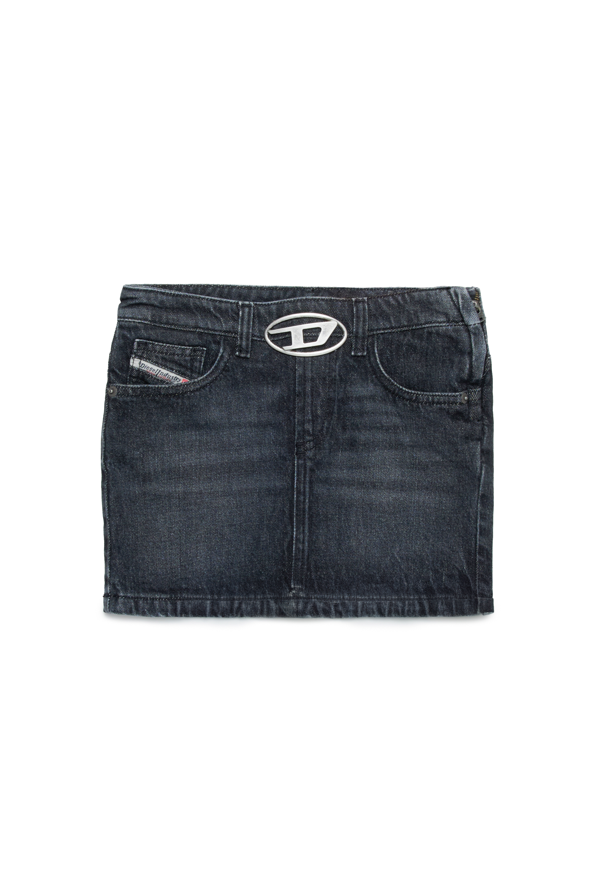 Diesel - GERON-S2-J, Woman's Denim mini skirt with Oval D detail in Black - 1