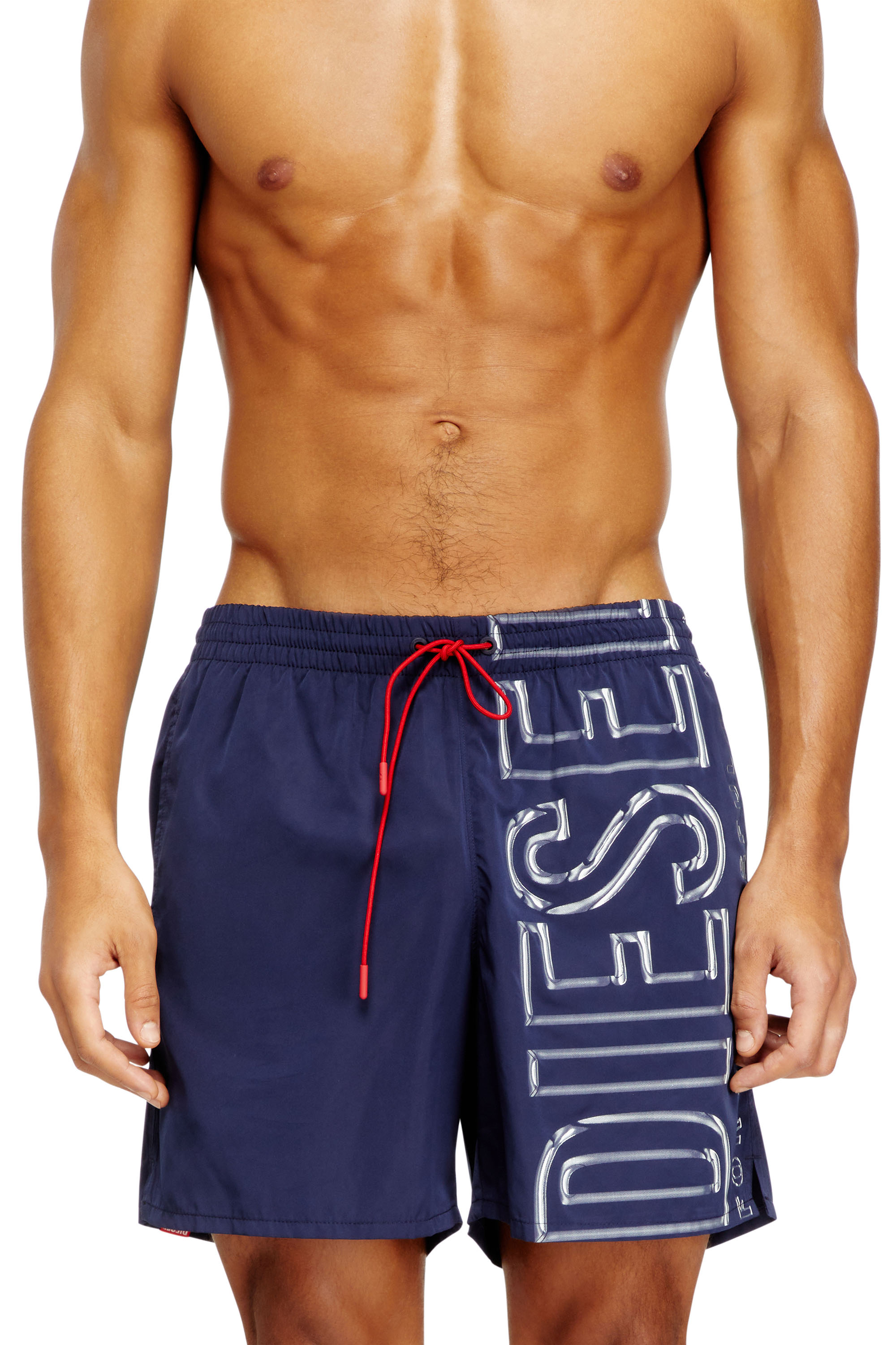 Diesel - SOCCER-41-D-CORE, Man's Swim shorts with oversized logo print in Blue - 2