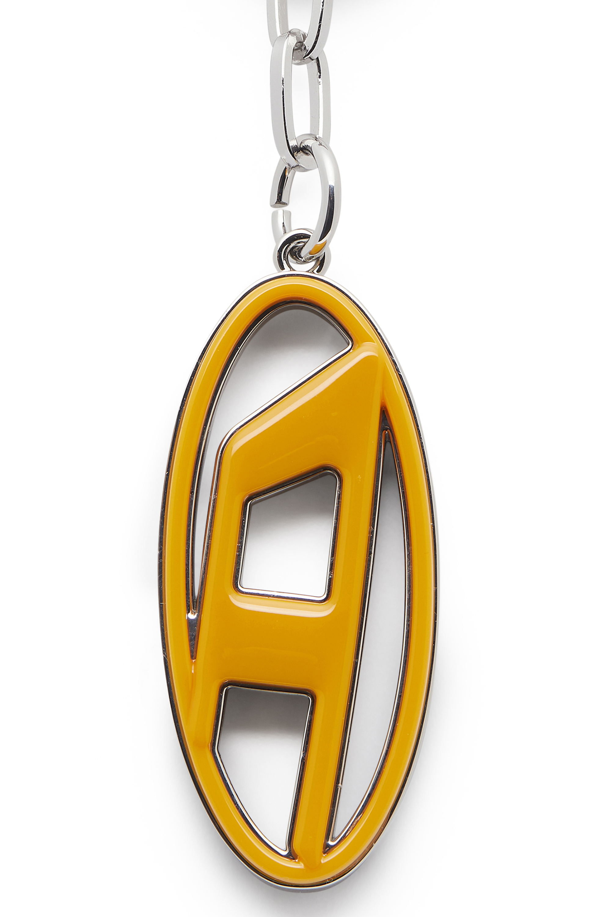 Diesel - CAGE-D LAYER, Man's Metal and resin Oval D keyring in Orange/Black - 3