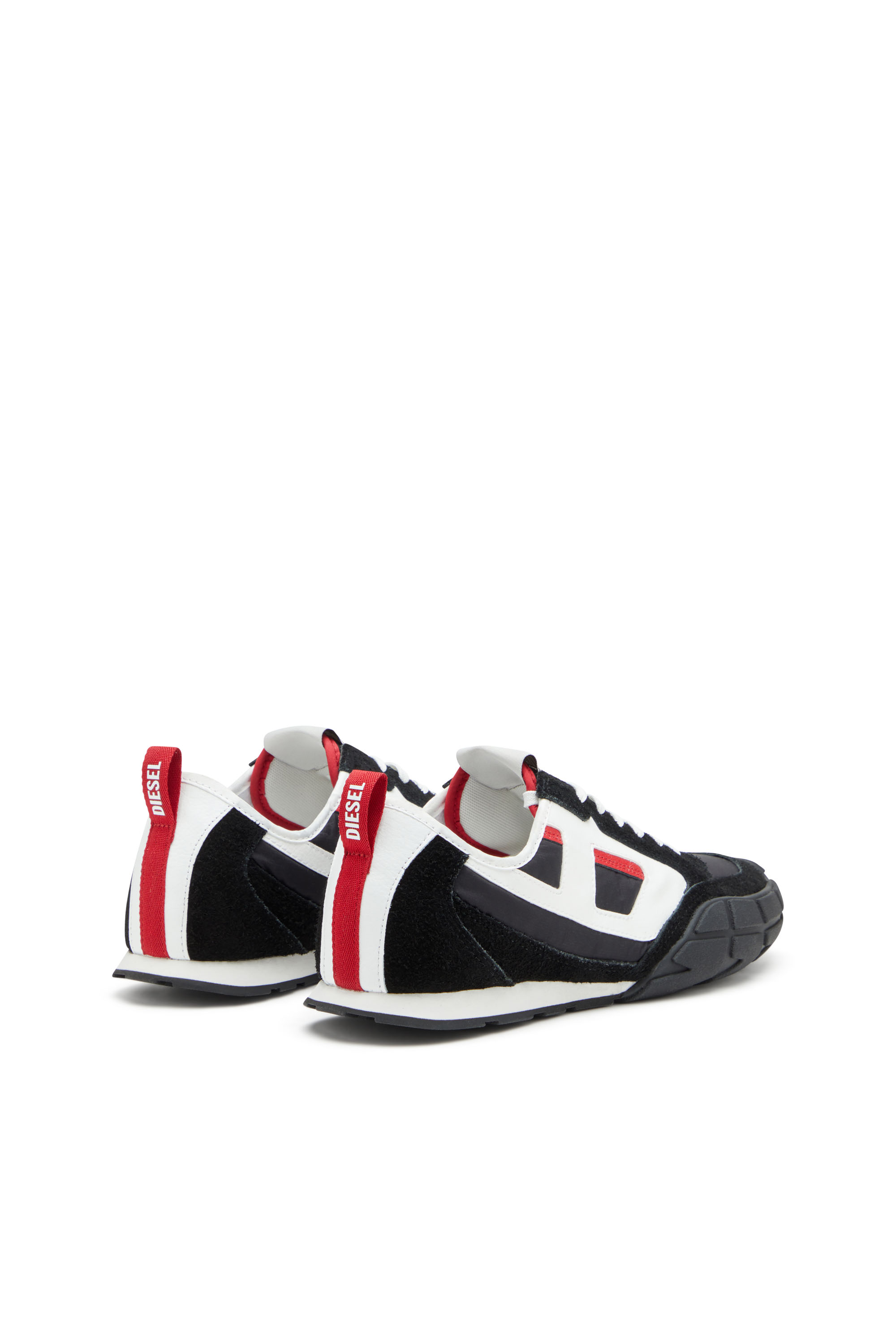 S-PAGODHA LOW, Black/Red Diesel - S-PAGODHA LOW, Man's S-Pagodha-Sneakers in leather, suede and ripstop in Black/Red - 3