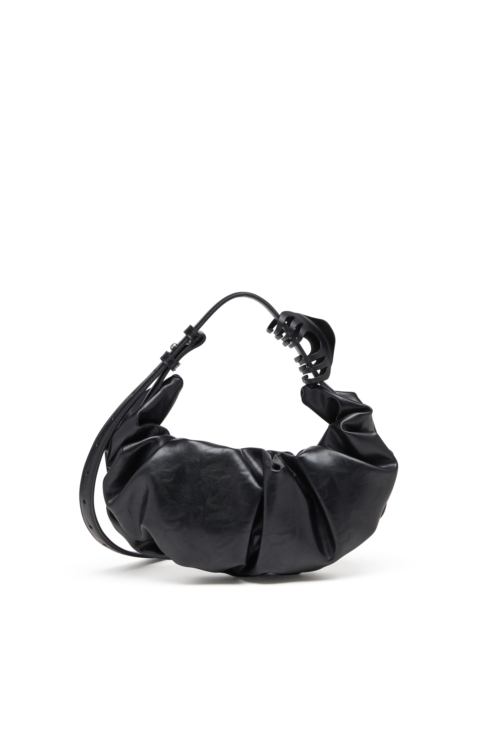 Diesel - GRAB-D HOBO S, Woman's Grab-D S-Small scrunched hobo bag in shiny PU in Black - 2