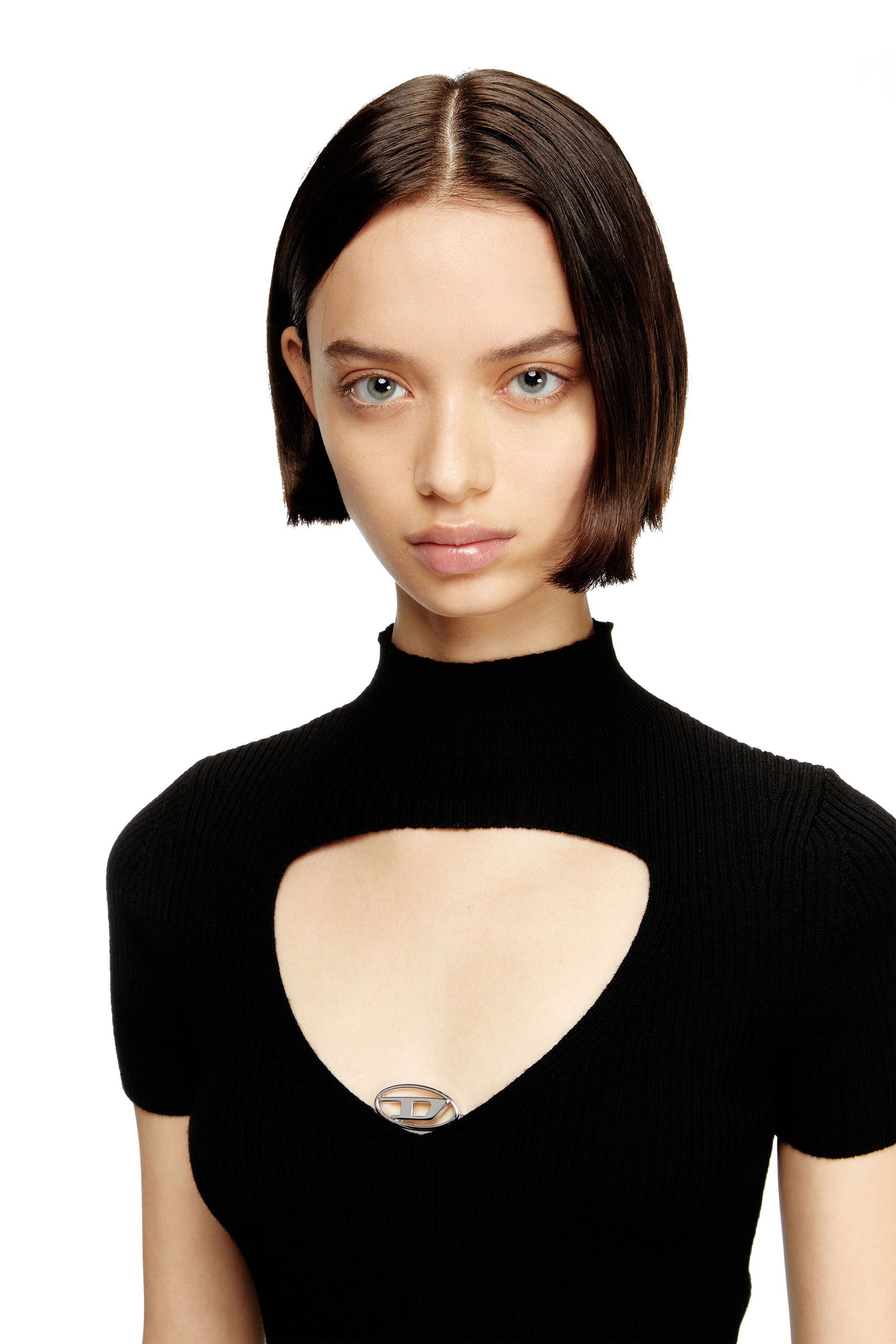 Diesel - M-OLIVE, Woman's Cut-out wool-knit top in Black - 5