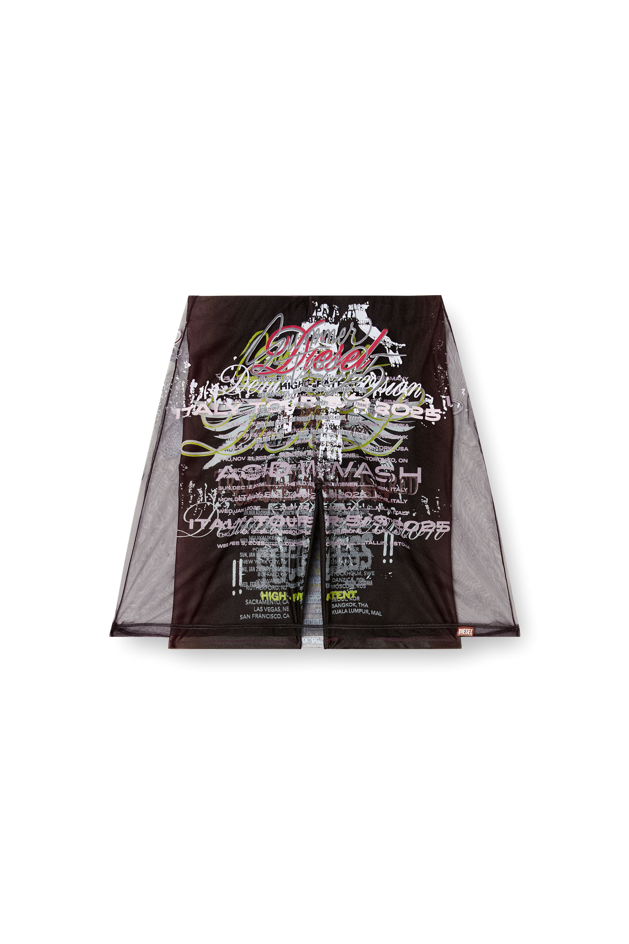 O-LYMPIAC-1, Black Diesel - O-LYMPIAC-1, Woman's Layered skirt with lyrics print in Black - 2