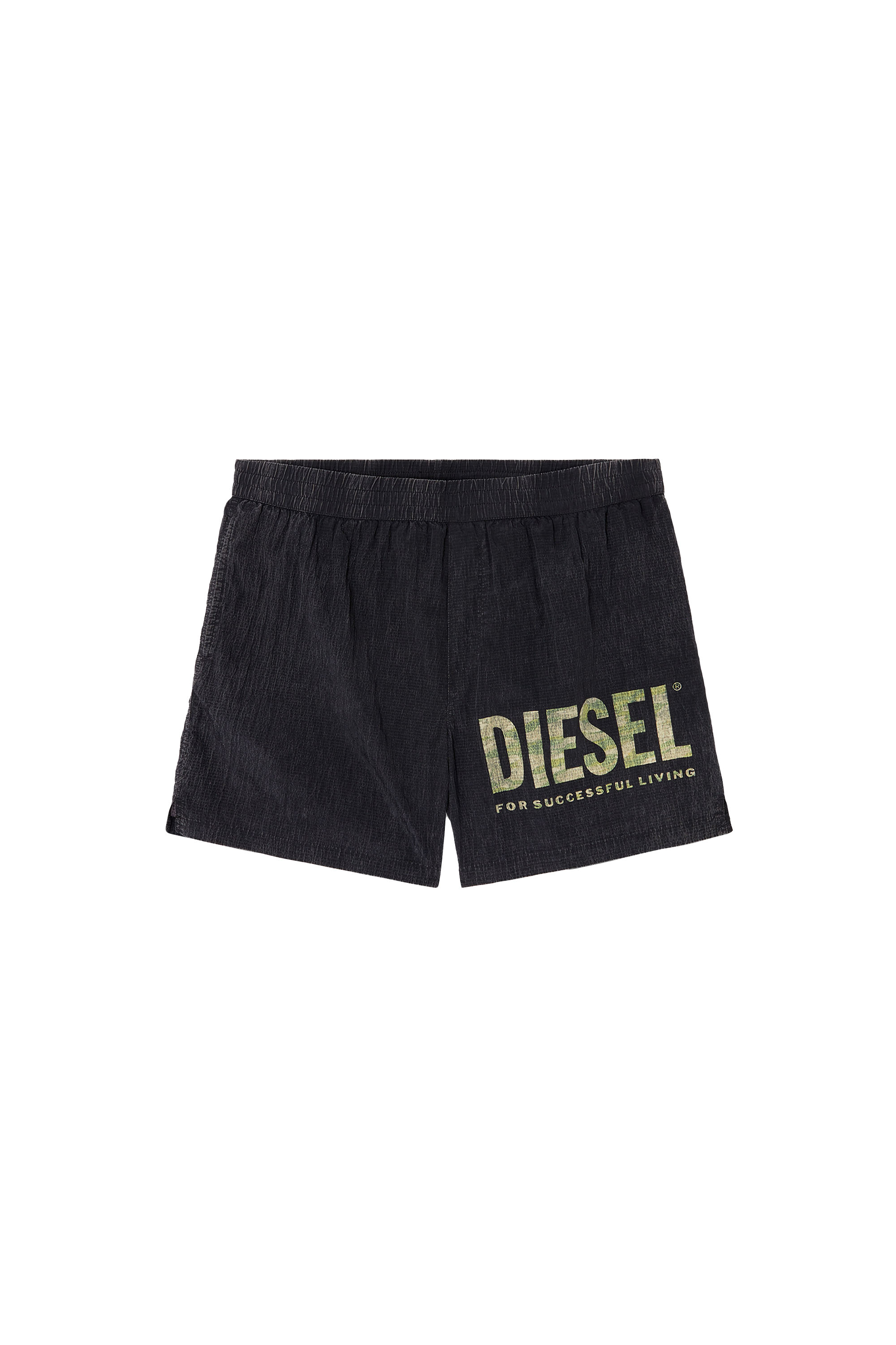 Diesel - RIO-41-UTLT, Man's Mid-length swim shorts in camo ripstop in Black/Green - 4