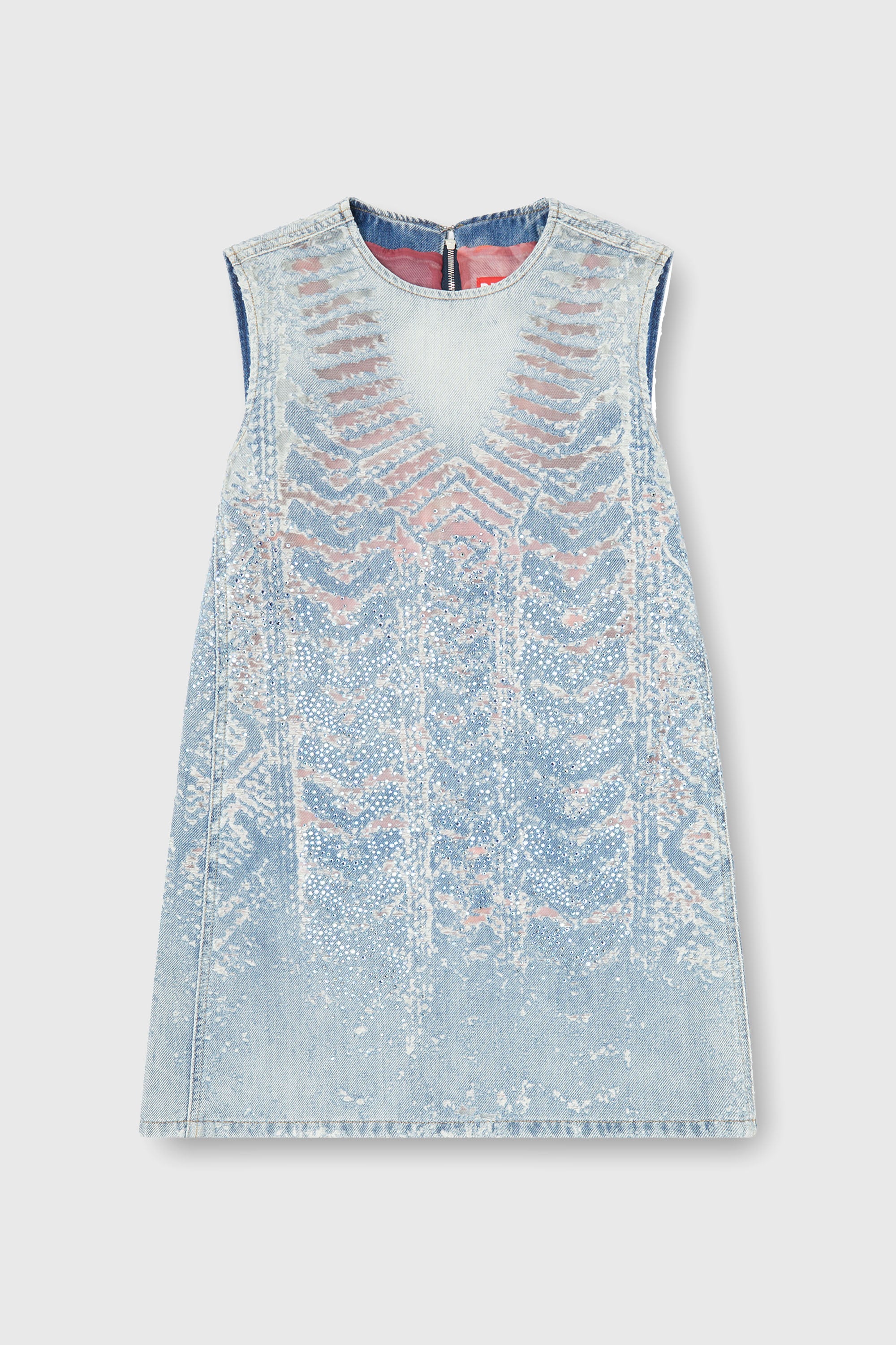 Diesel - DE-MYRELA-S, Woman's Mini dress in microstone devor&eacute; denim in Light Blue - 1