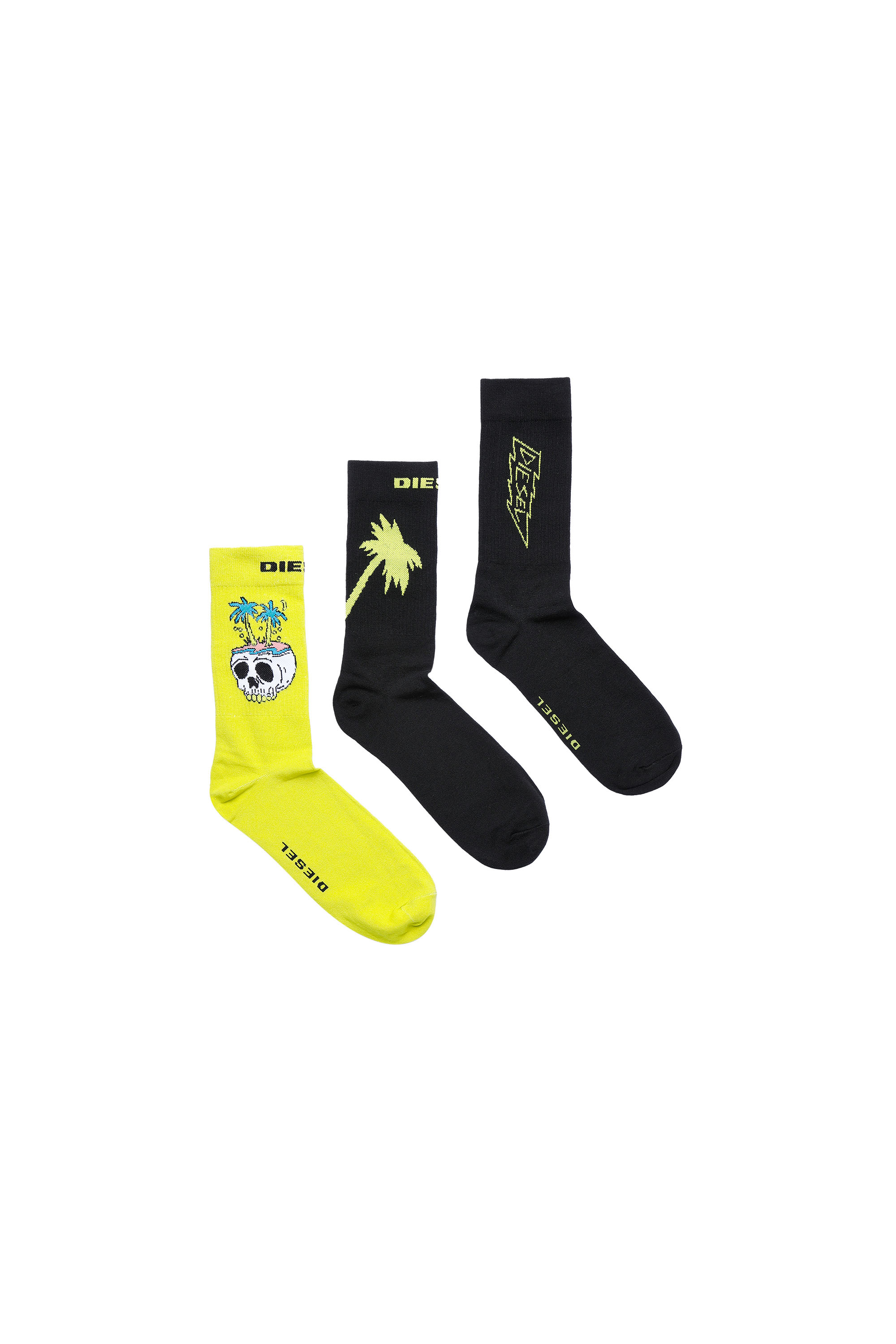 SKM-RAY-THREEPACK, Black/Yellow - Socks