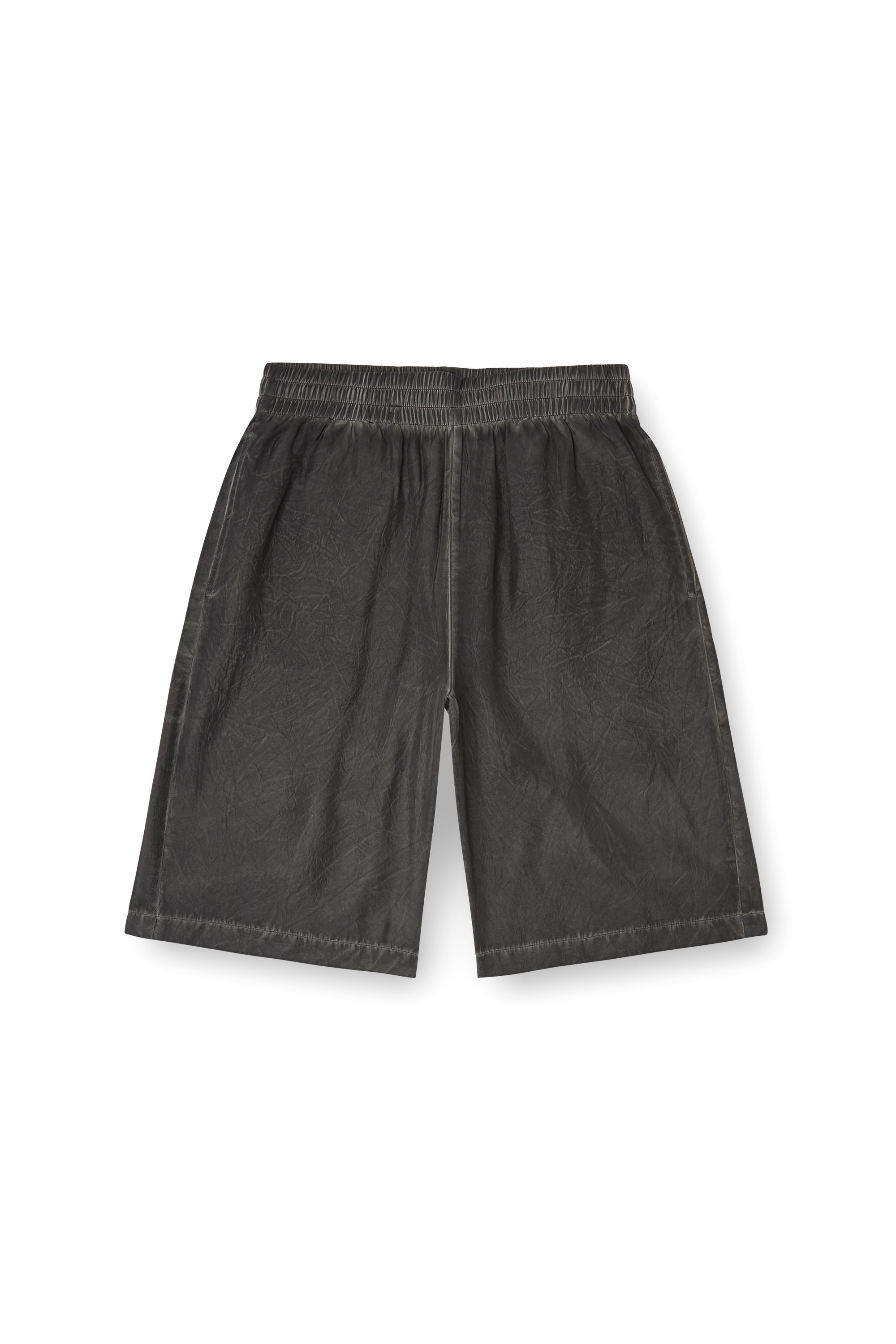 Diesel - P-LEON-SHORT, Unisex's Lightweight shorts with crinkled fade in Black - 4