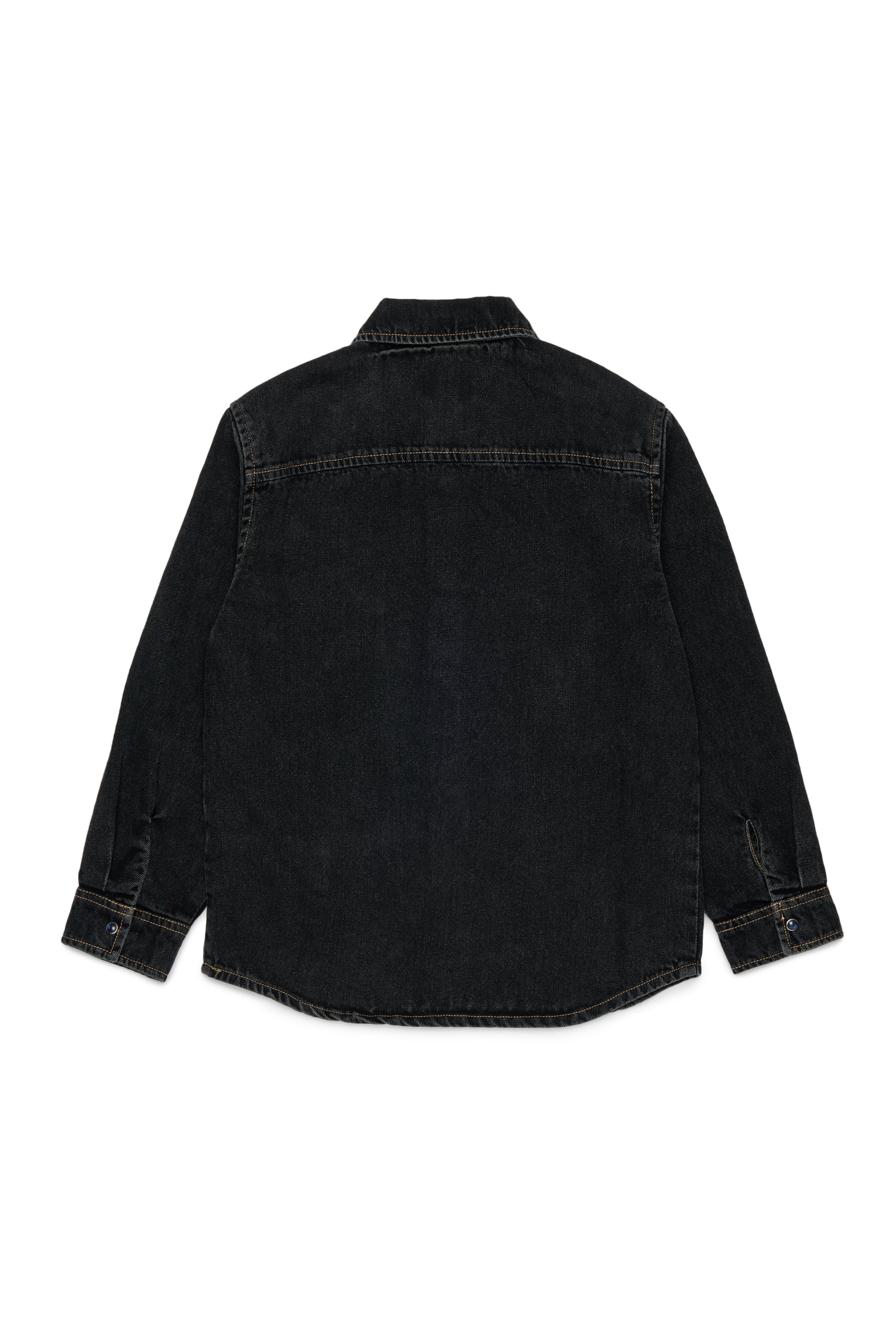 Diesel - CSIMPLY-OVER, Man's Denim shirt with D logo embroidery in Black/Dark grey - 2