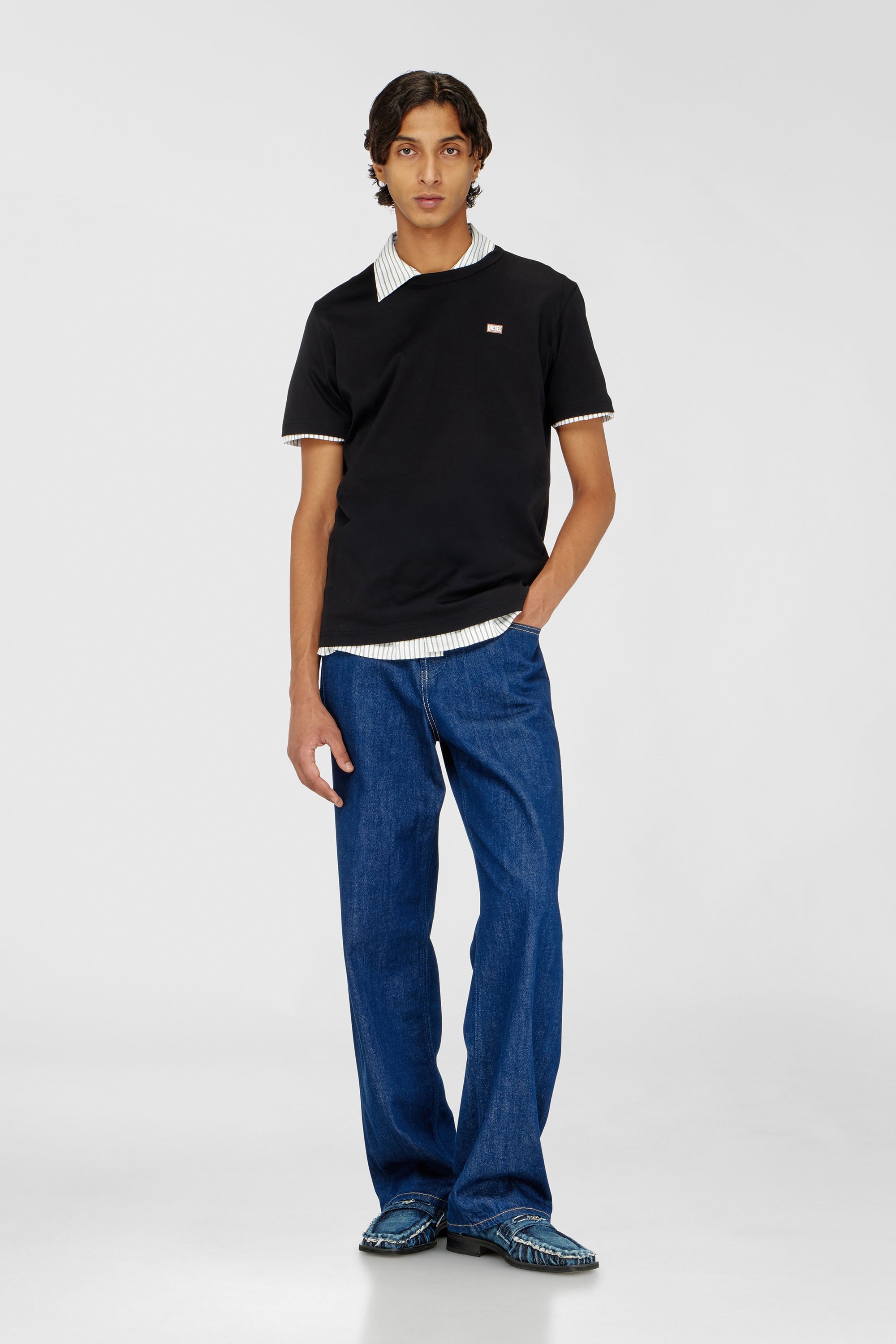 Diesel - T-MIEGOR-K77, Man's Cotton T-shirt with mini logo in Black - 2