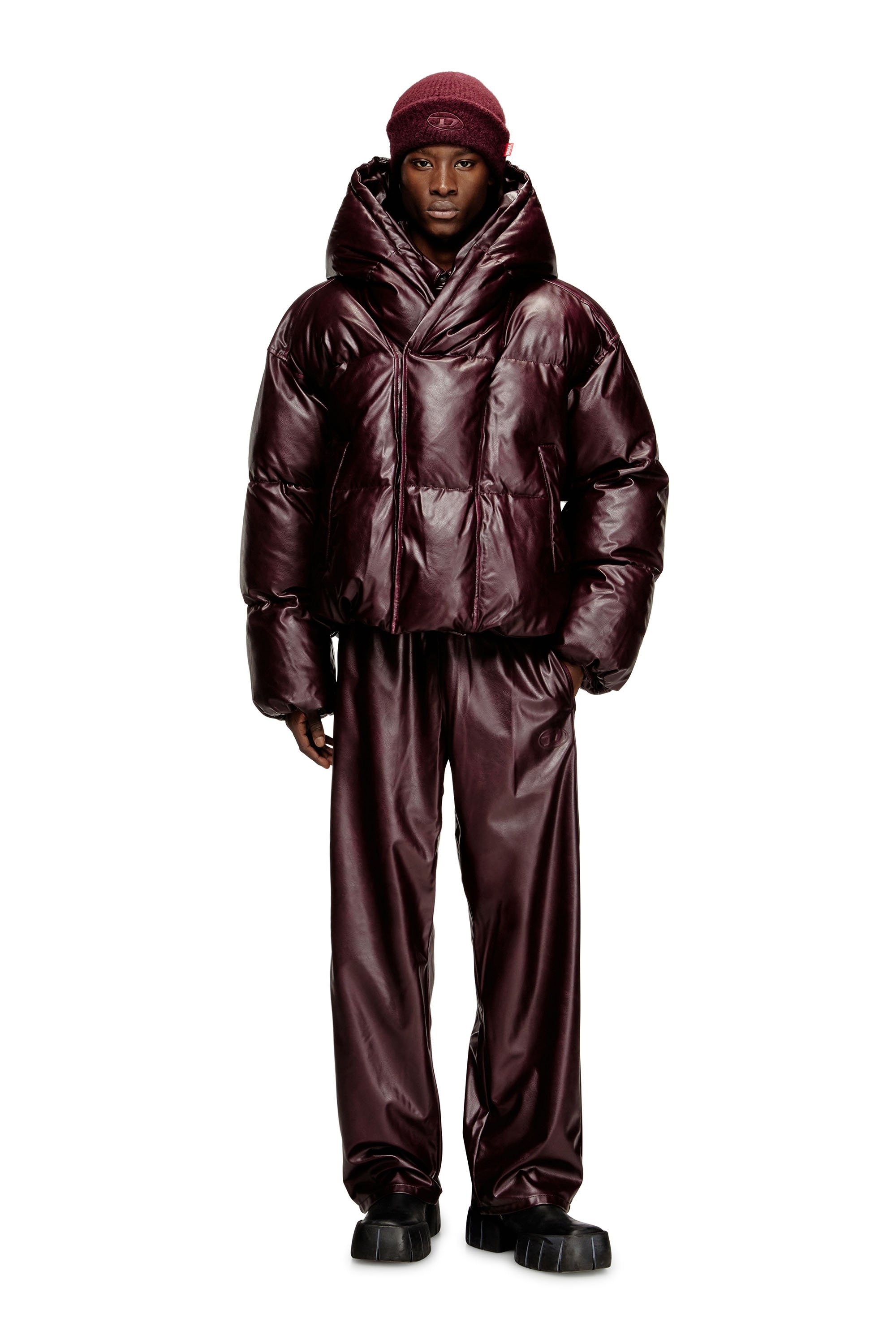 Diesel - FR-K-LOLLO-HAT, Unisex's Burgundy beanie with Oval D embroidery in Burgundy - 4