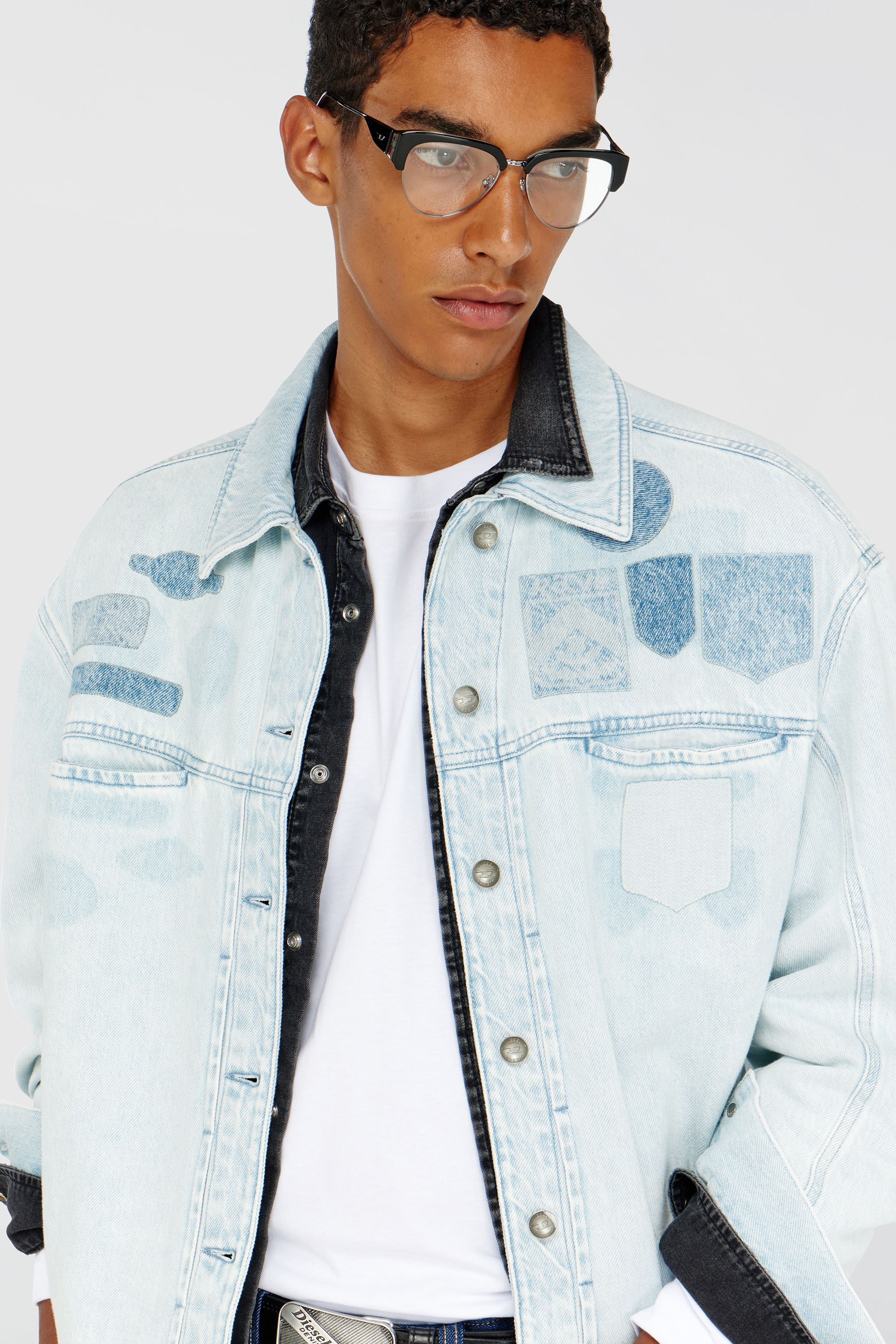 Diesel - D-RYMAVO-S, Unisex's Denim overshirt with patch effects in Light Blue - 5