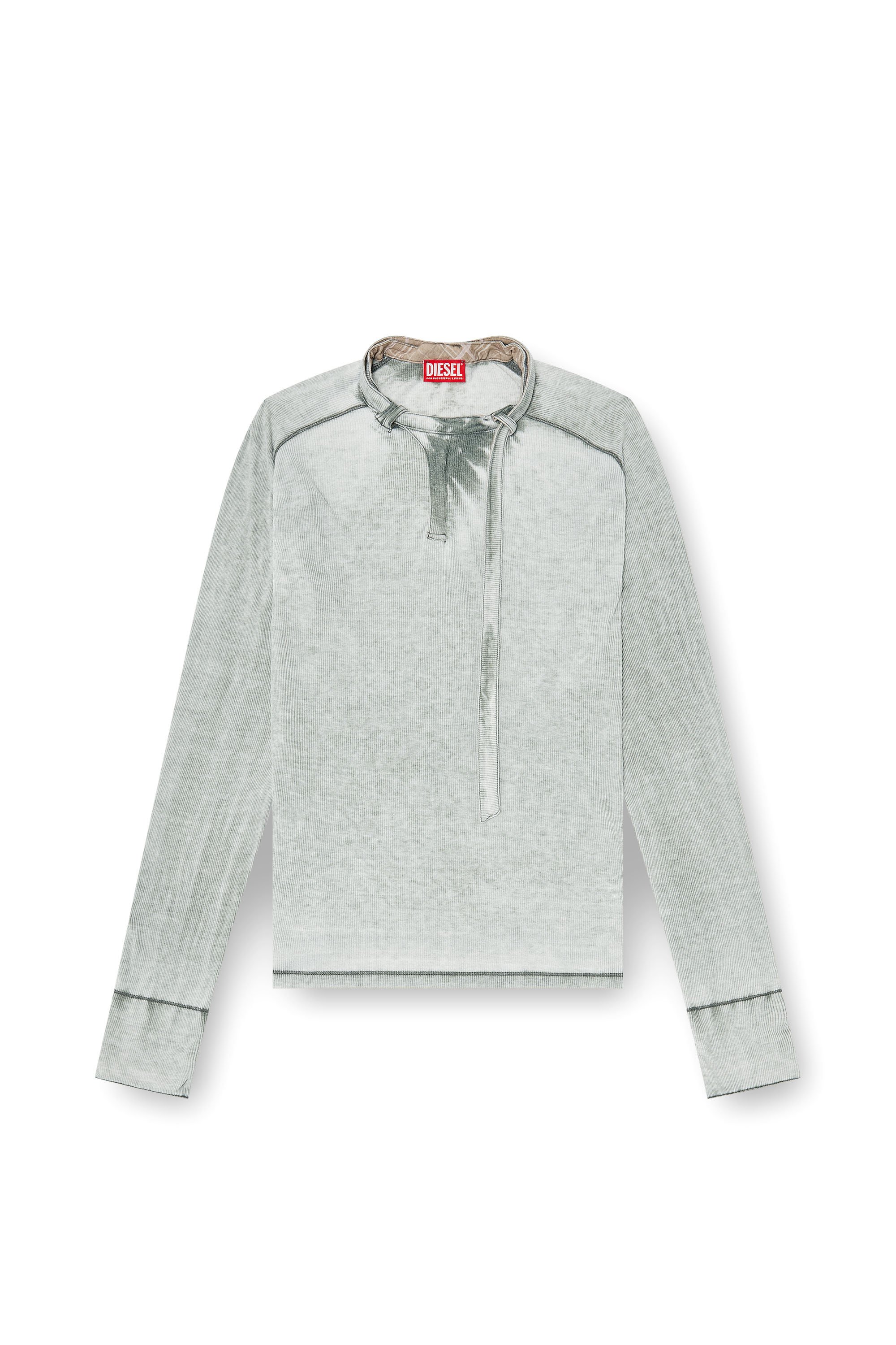 Diesel - T-GOHAN, Man's Rib-jersey top with biker neck strap in Grey - 3