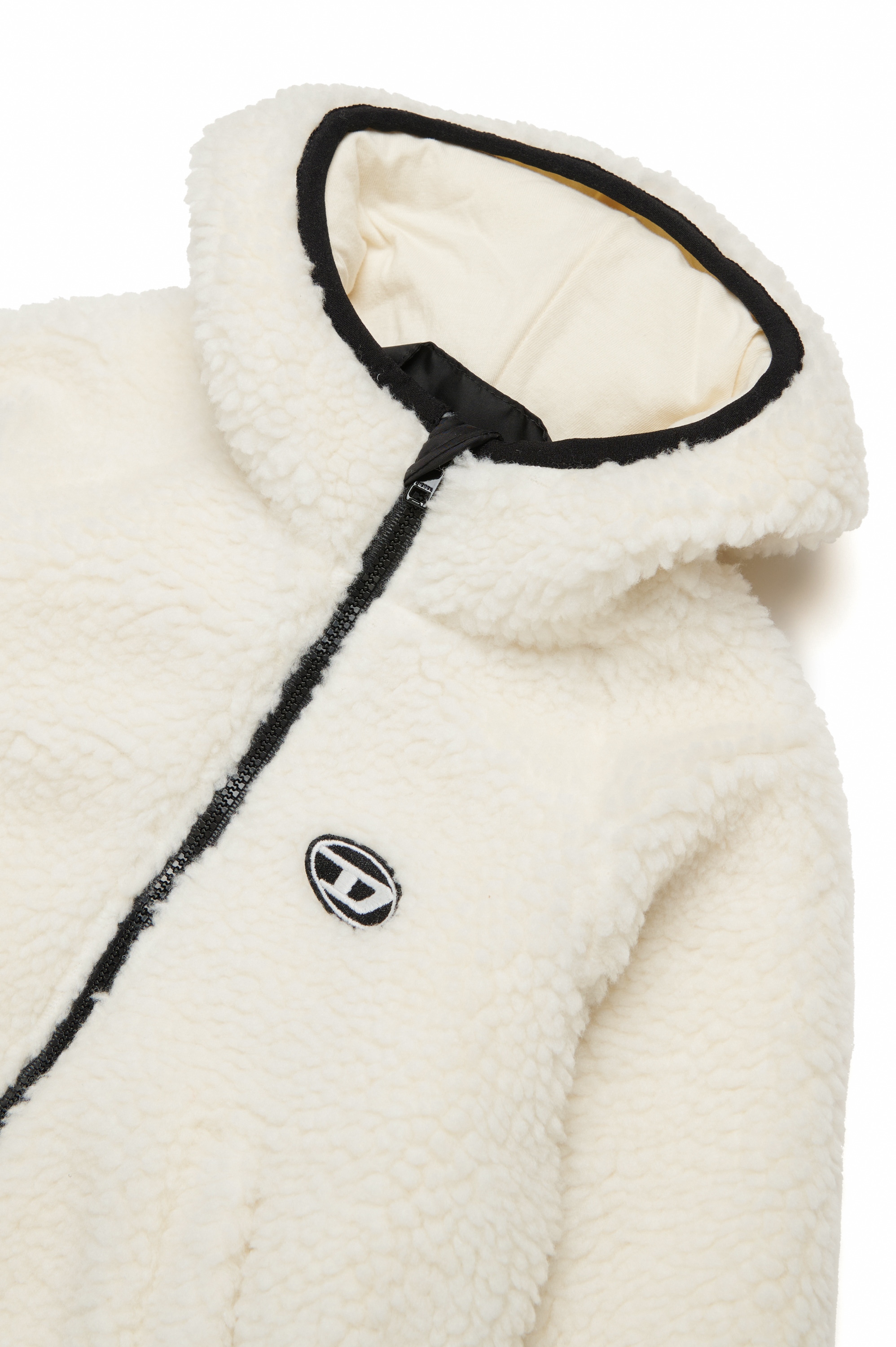 Diesel - JPOLAB, Unisex Hooded teddy jacket with Oval D patch in White - Image 3