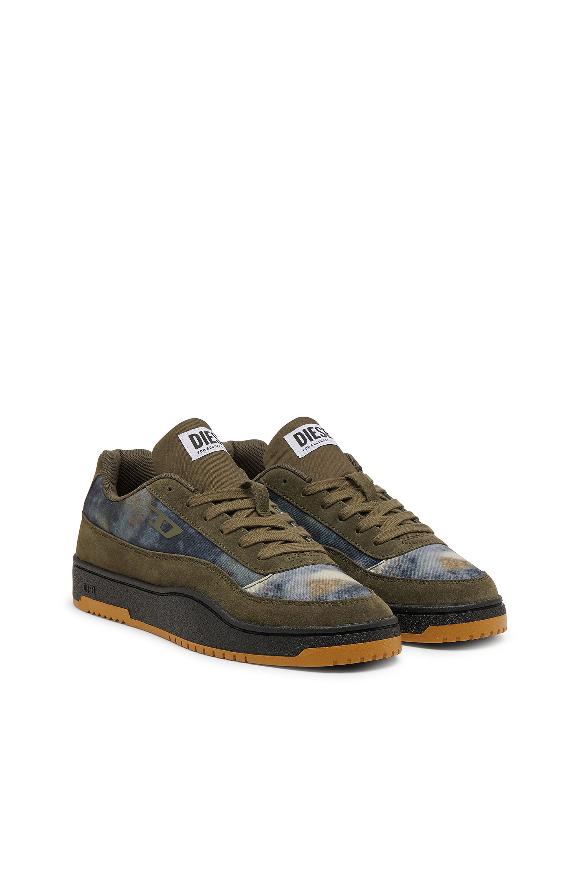 Diesel - S-TRACKER-D LOW, Man's S-Tracker-D leather lace-up shoes in Green/Blue - 2