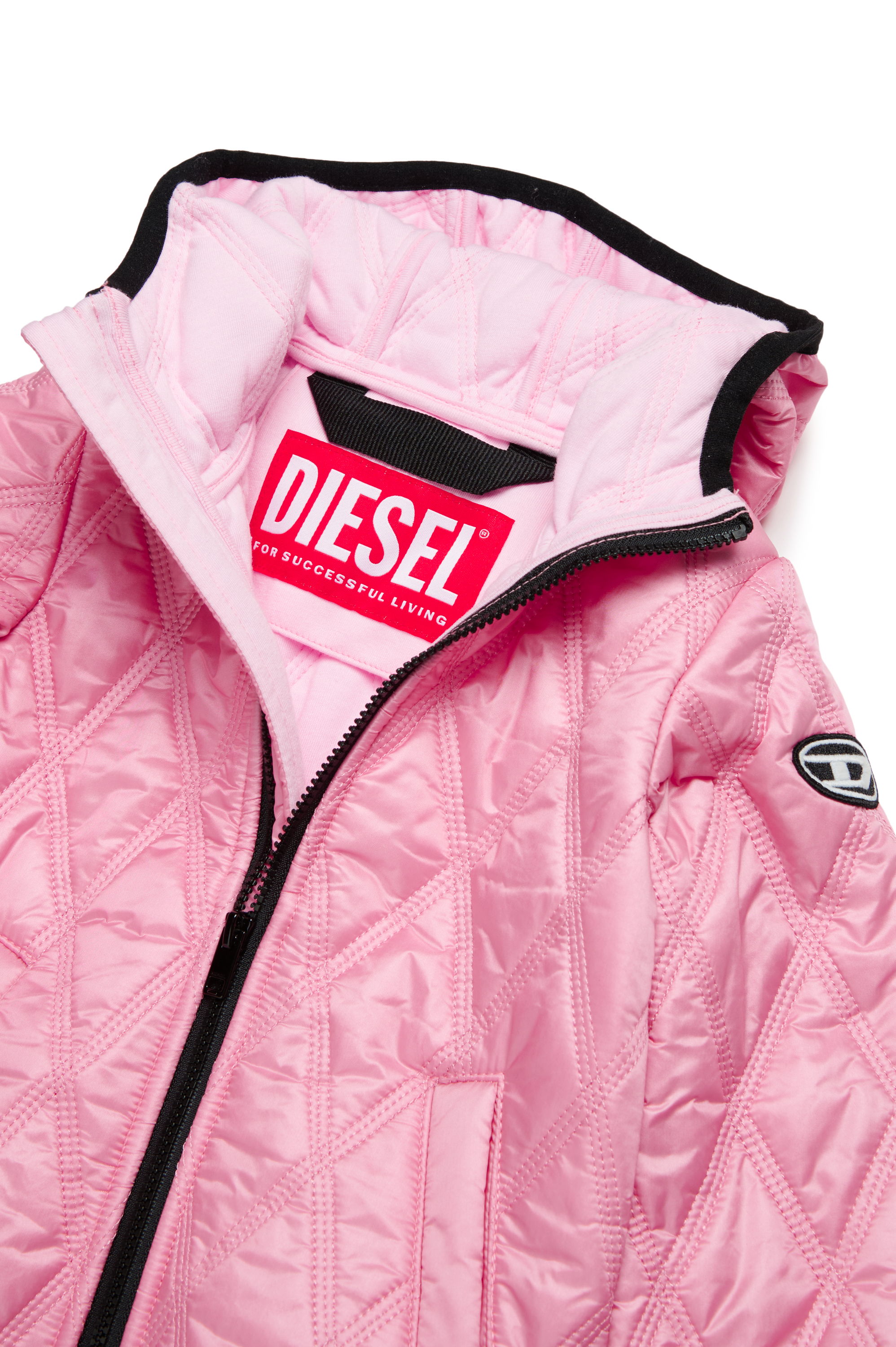Diesel - JFOKKERB, Unisex Hooded quilted jacket with Oval D patch in Pink - Image 4