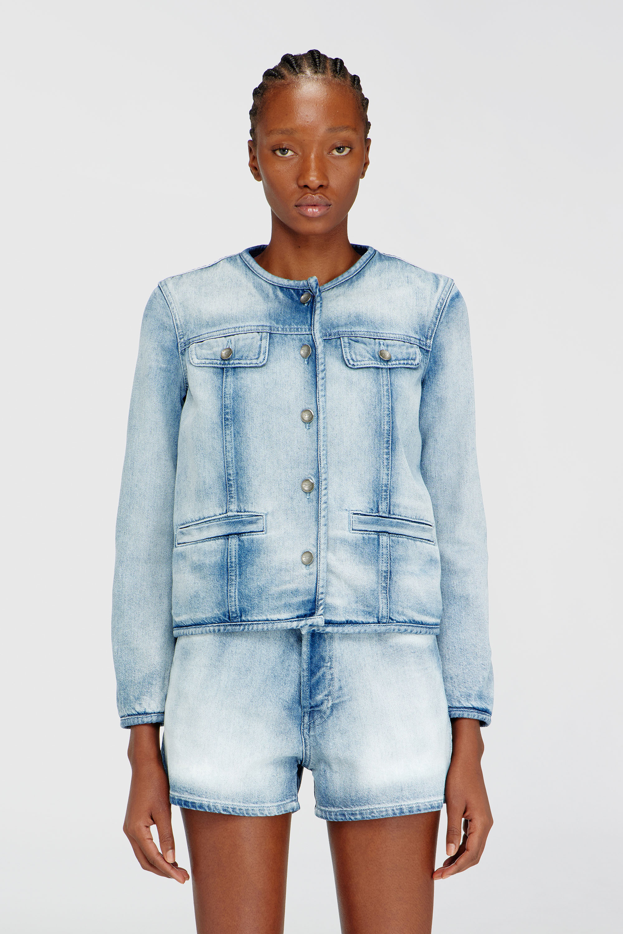 Diesel - DE-GRAFY-FSI1, Woman's Jacket in medium-light skeleton denim in Light Blue - 3